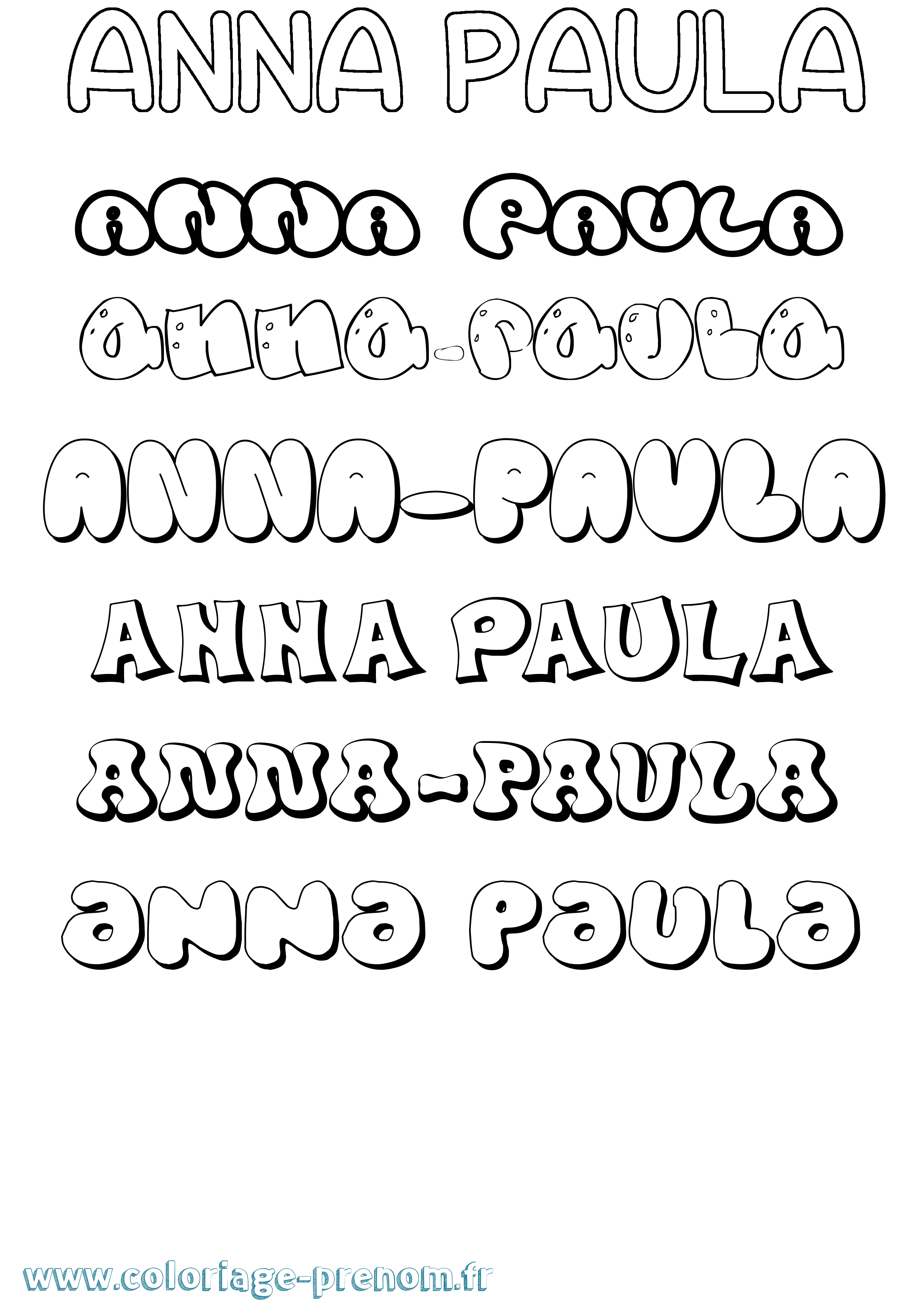 Coloriage Anna-Paula Bubble Coloriage prénom Anna-Paula Bubble