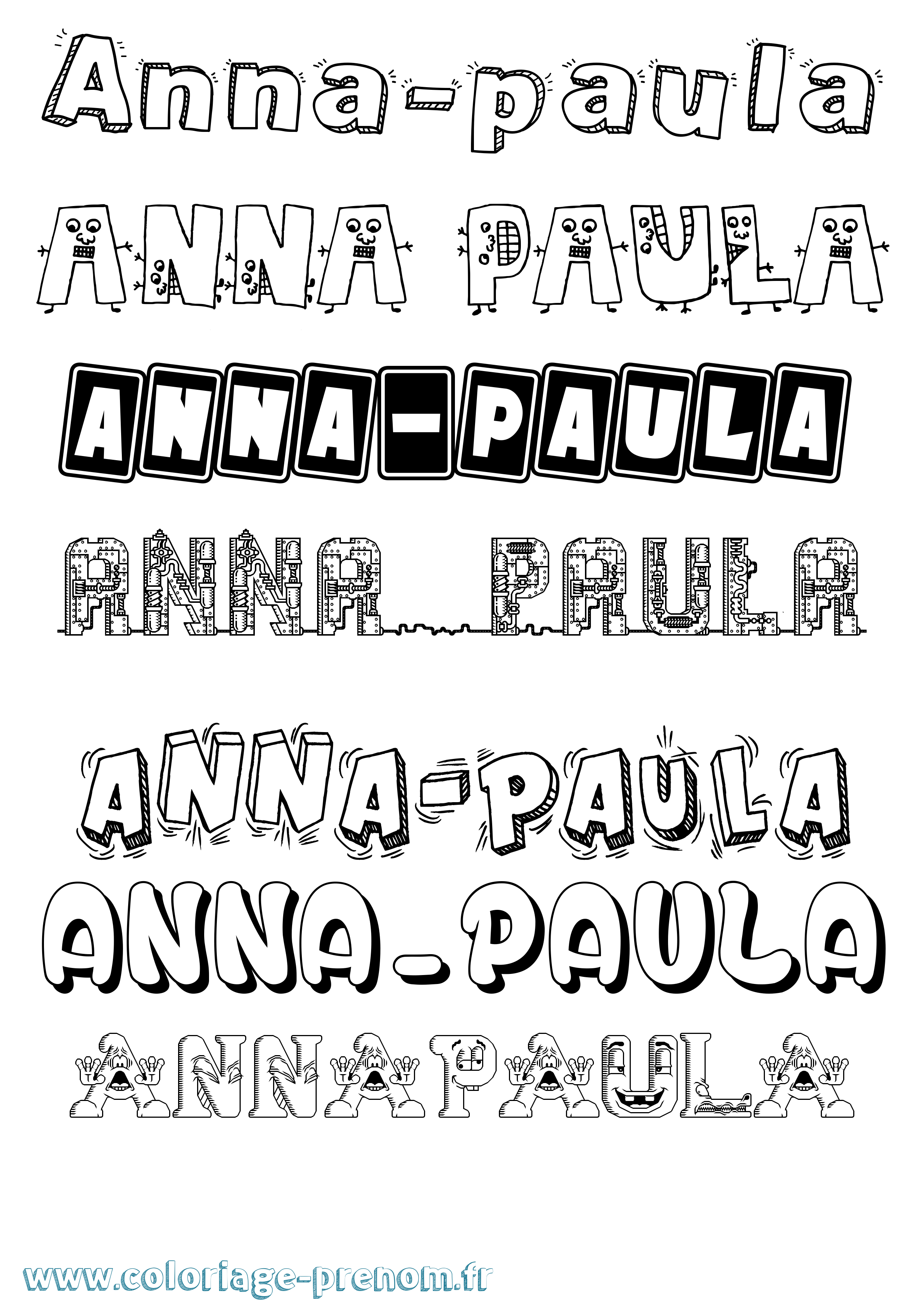 Coloriage Anna-Paula Fun Coloriage prénom Anna-Paula Fun