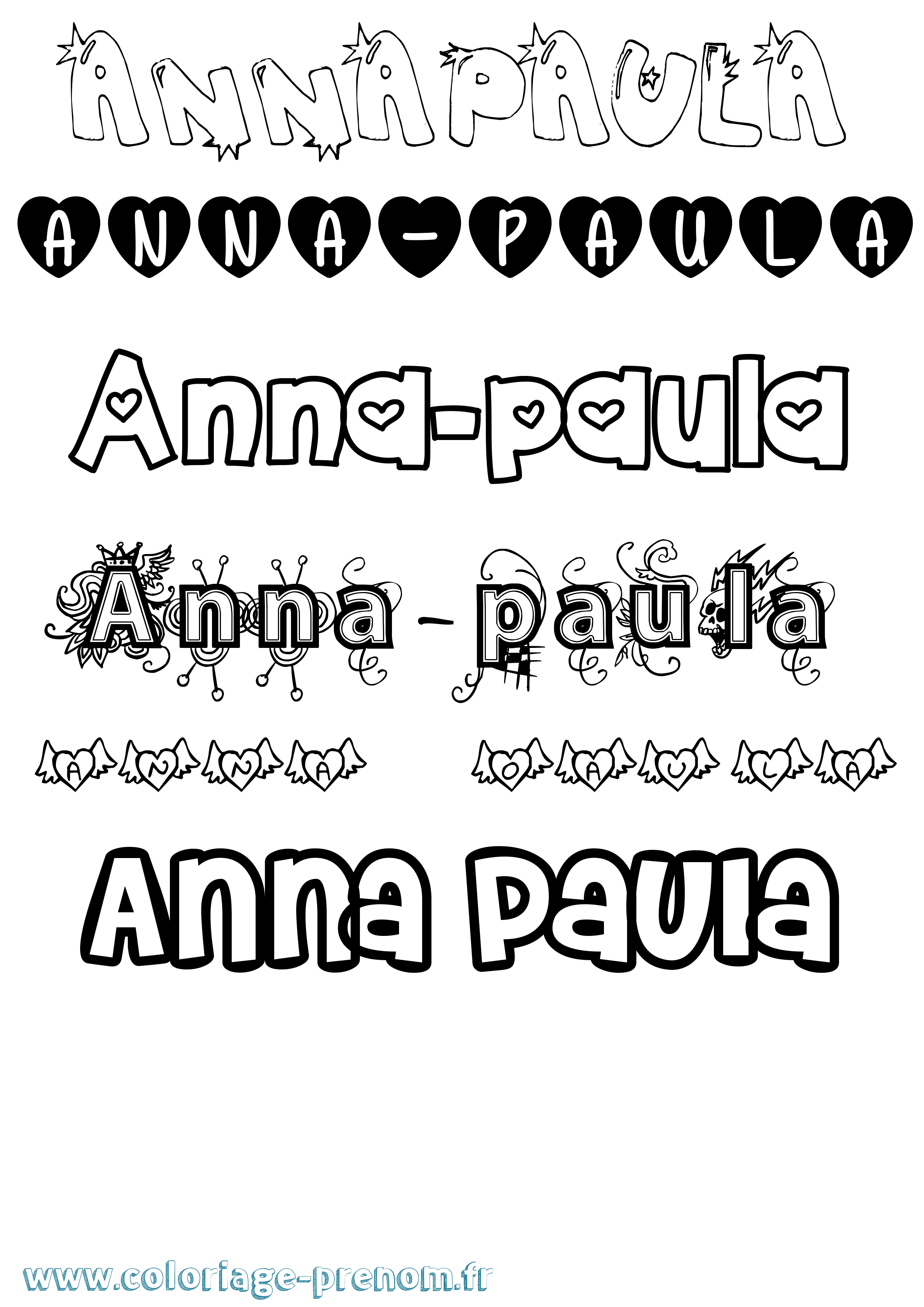 Coloriage Anna-Paula Girly Coloriage prénom Anna-Paula Girly
