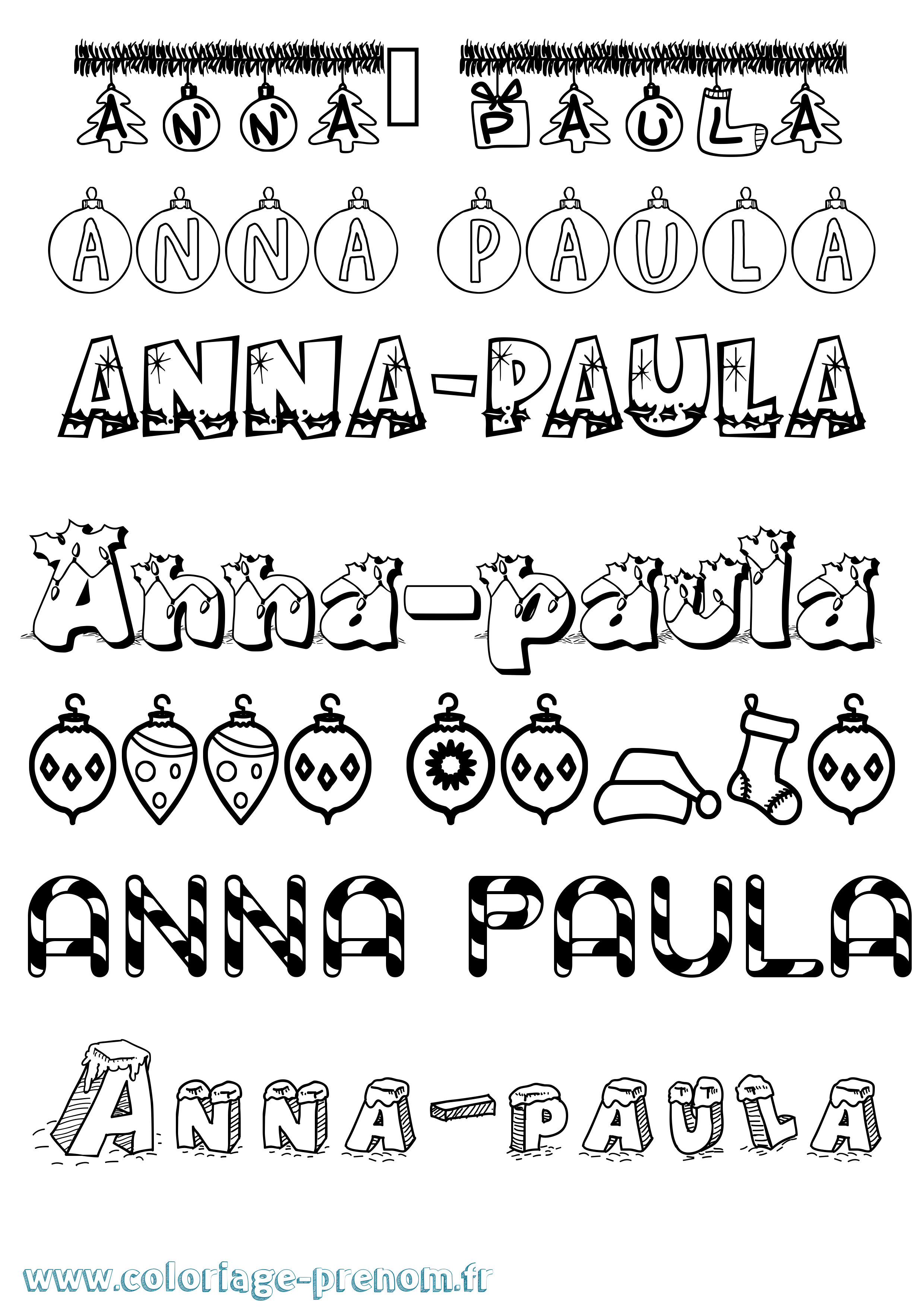 Coloriage Anna-Paula Noël Coloriage prénom Anna-Paula Noël