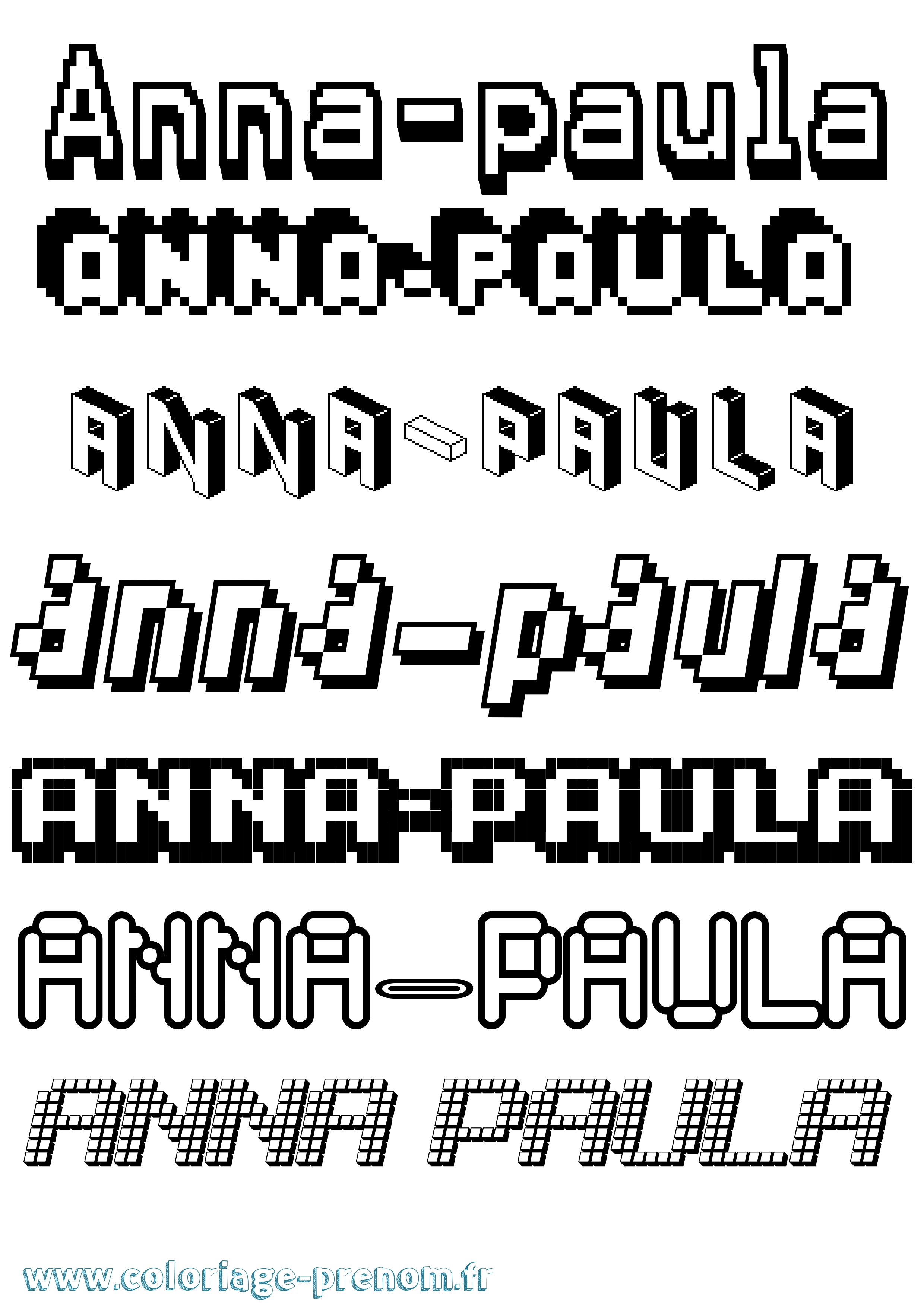 Coloriage Anna-Paula Pixel Coloriage prénom Anna-Paula Pixel