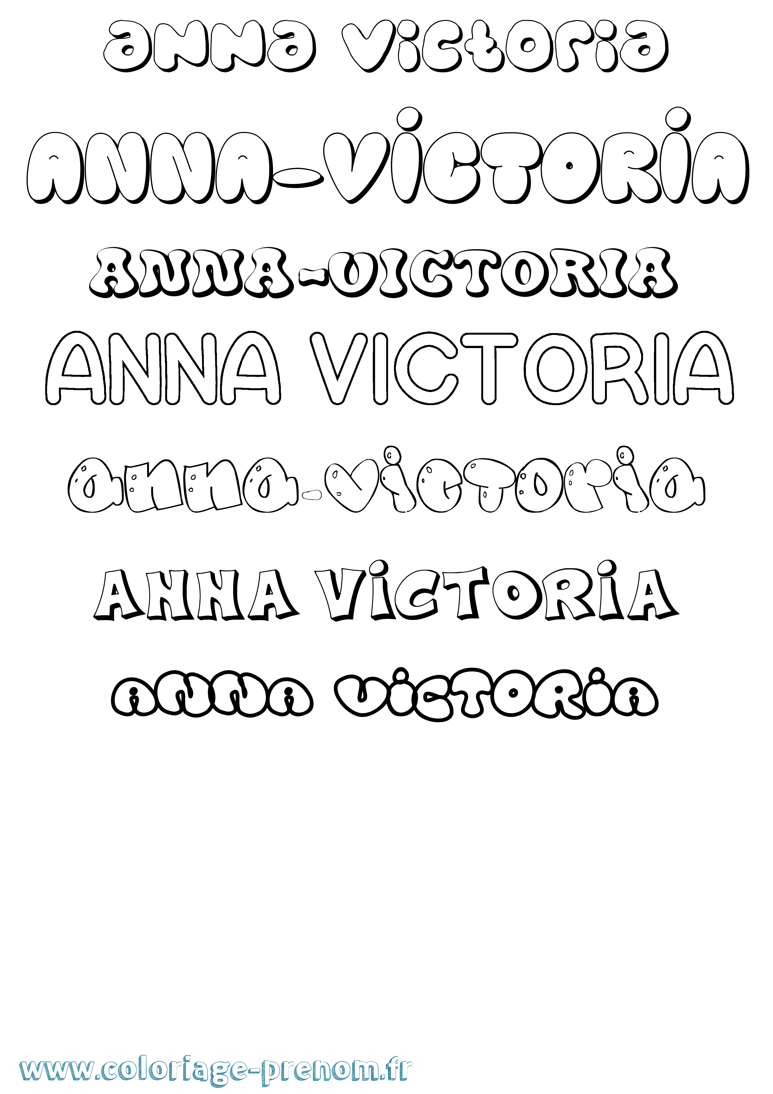 Coloriage Anna-Victoria Bubble Coloriage prénom Anna-Victoria Bubble