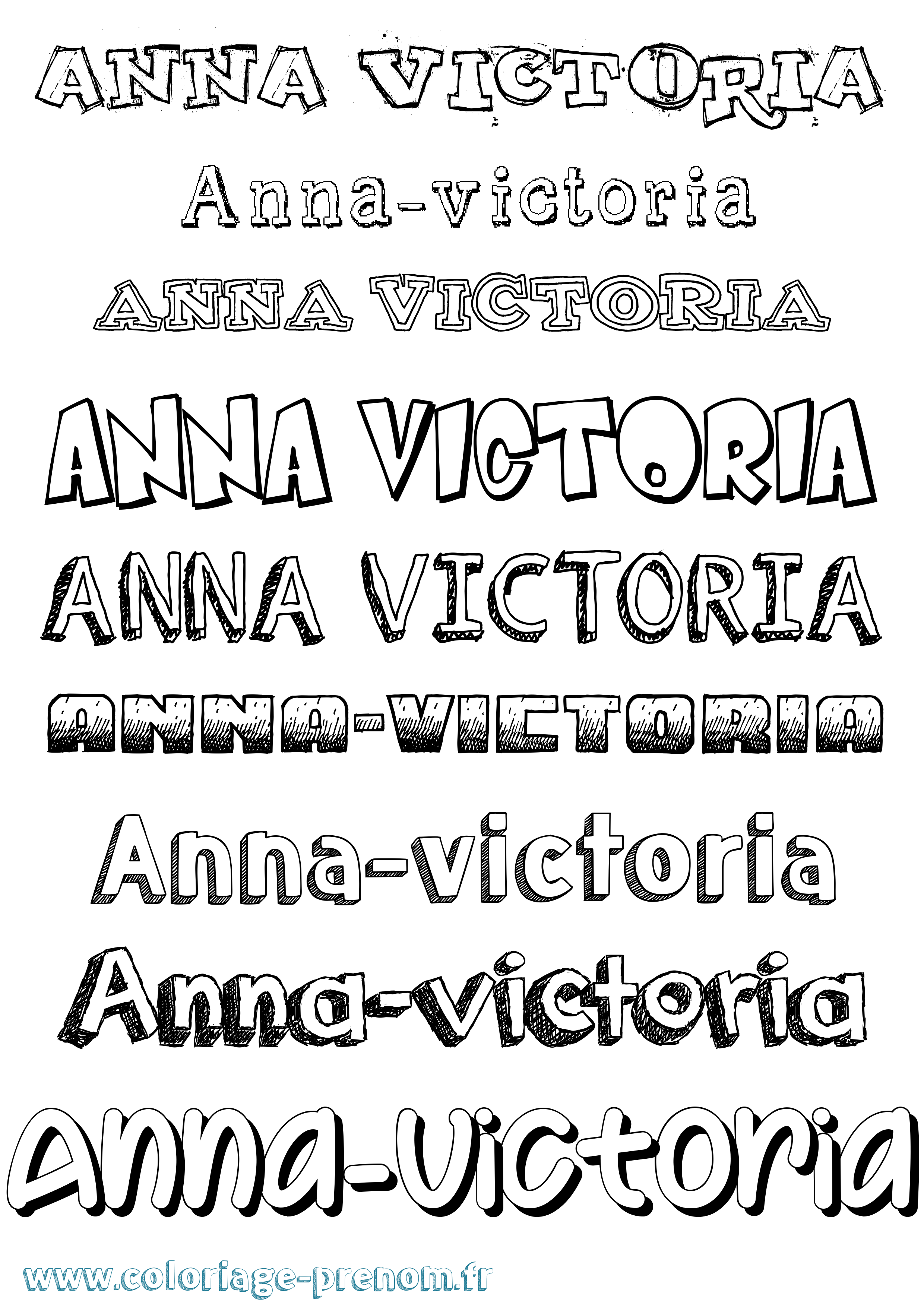 Coloriage Anna-Victoria Dessiné Coloriage prénom Anna-Victoria Dessiné