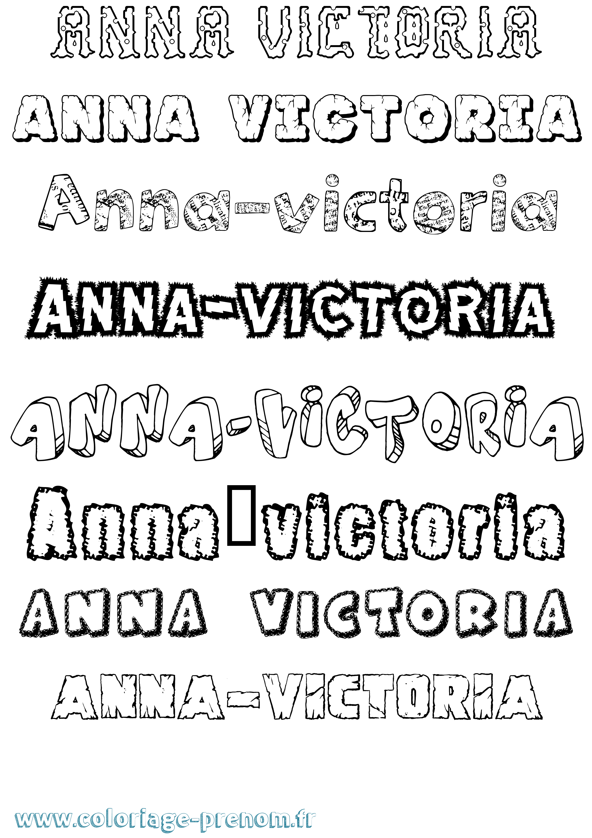 Coloriage Anna-Victoria Destructuré Coloriage prénom Anna-Victoria Destructuré