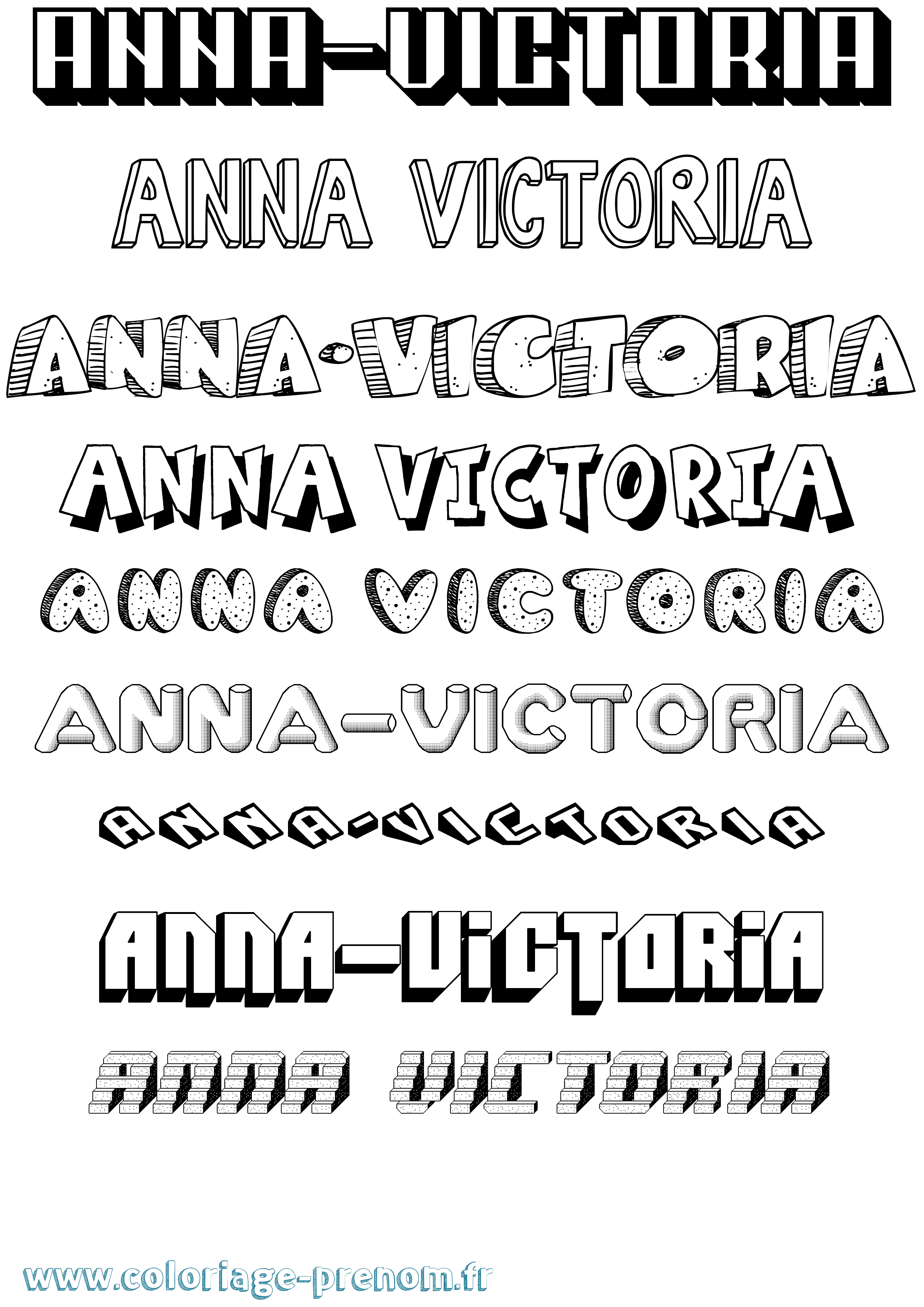 Coloriage Anna-Victoria Effet 3D Coloriage prénom Anna-Victoria Effet 3D