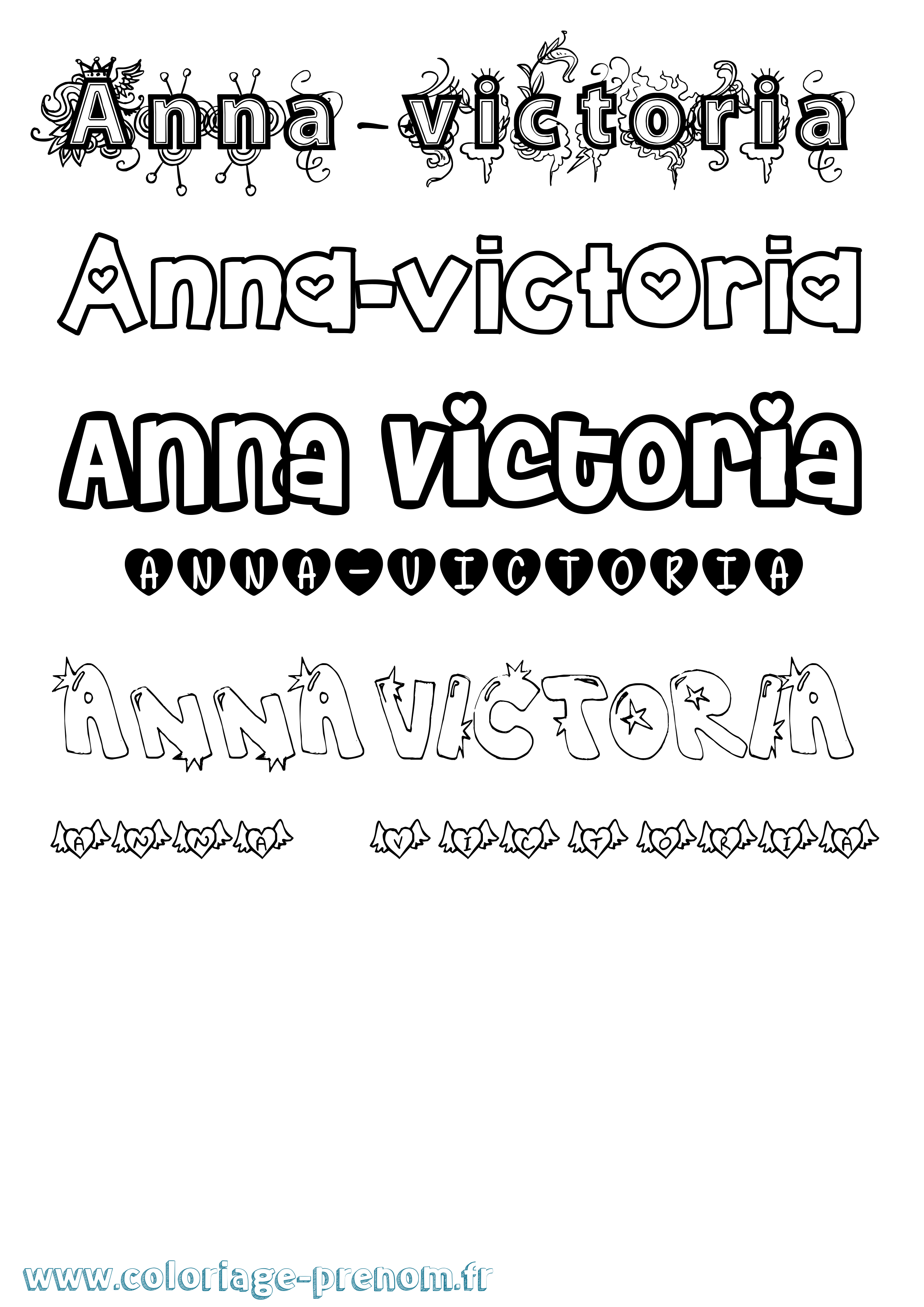 Coloriage Anna-Victoria Girly Coloriage prénom Anna-Victoria Girly