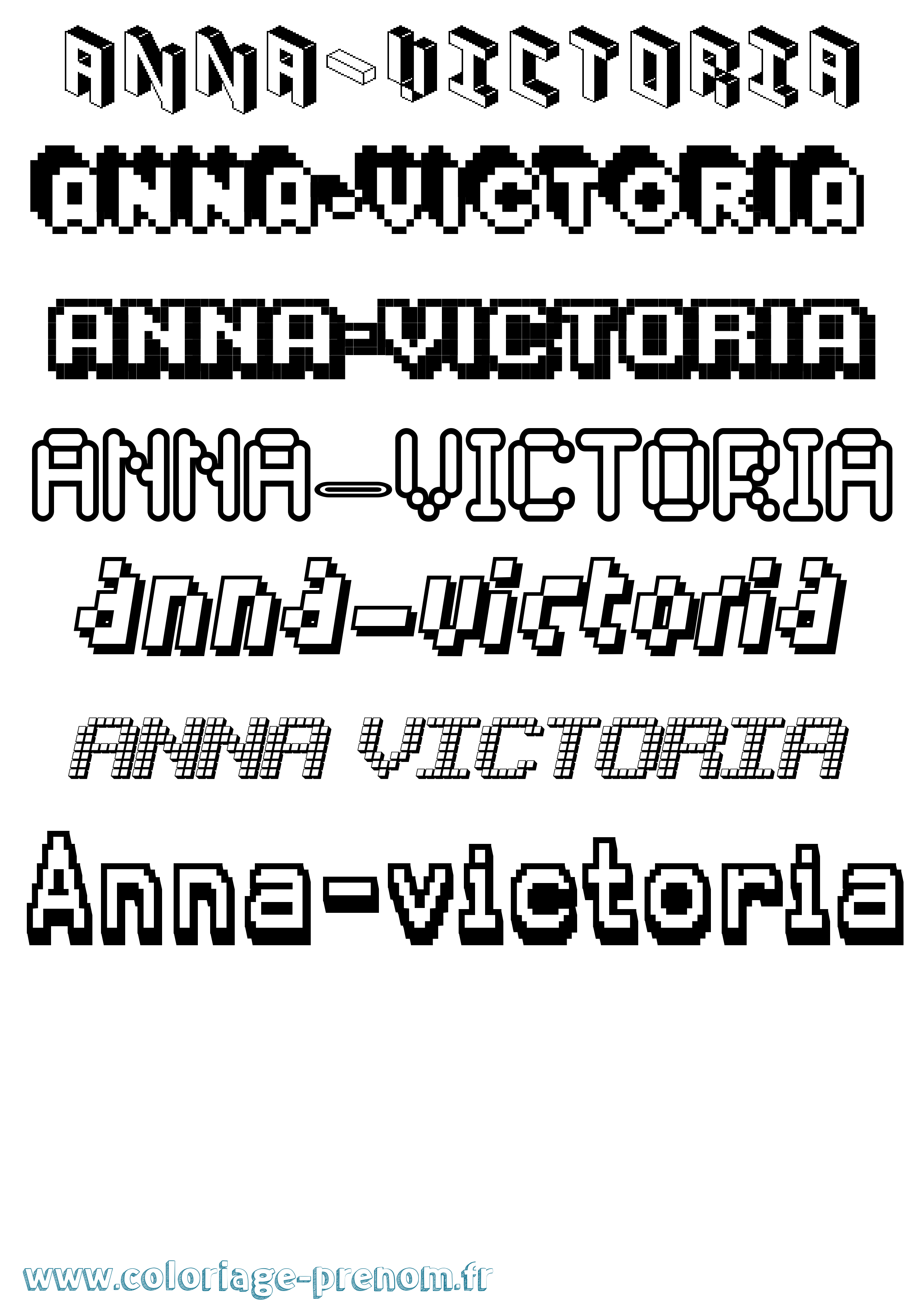 Coloriage Anna-Victoria Pixel Coloriage prénom Anna-Victoria Pixel
