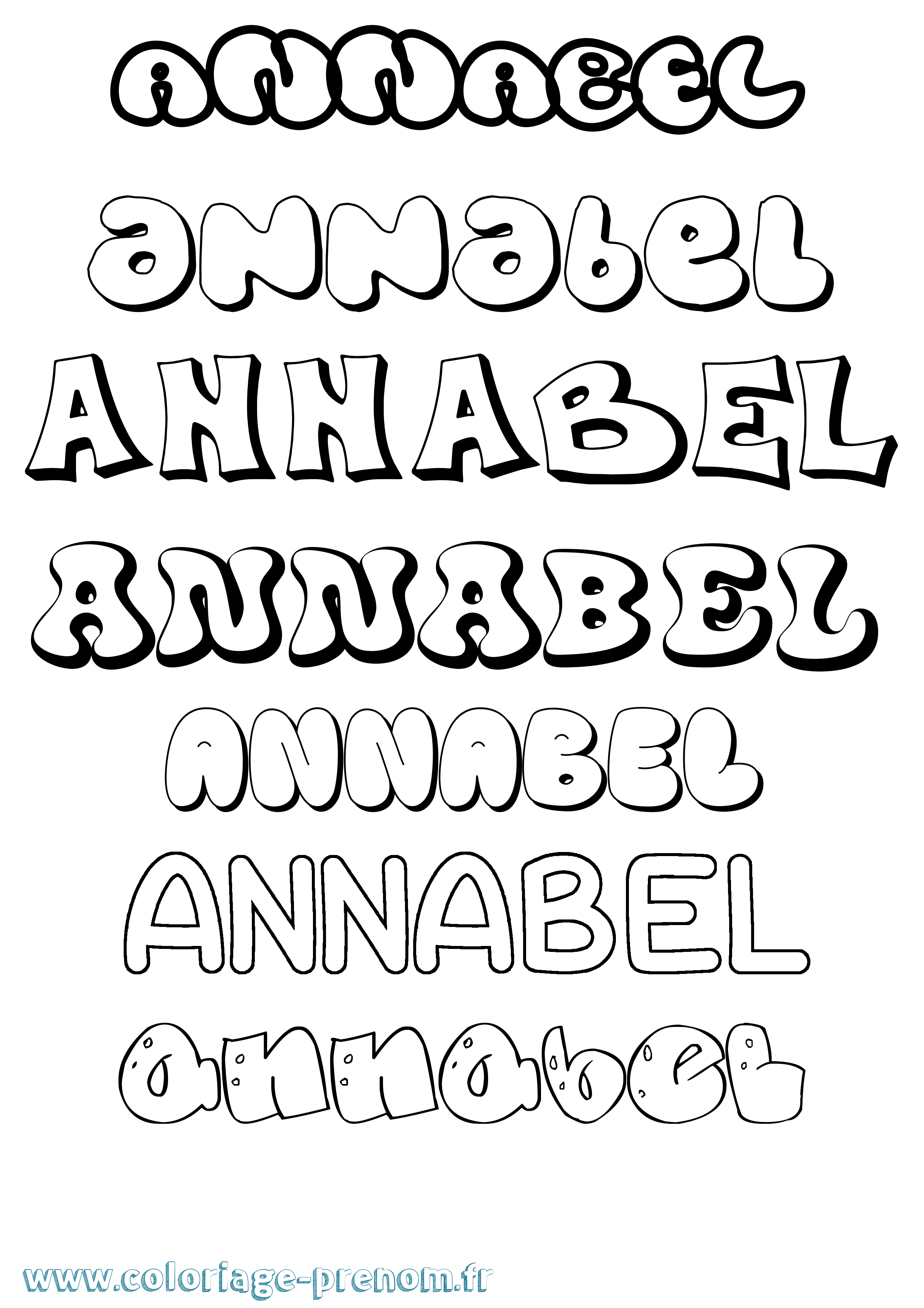Coloriage Annabel Bubble Coloriage prénom Annabel Bubble