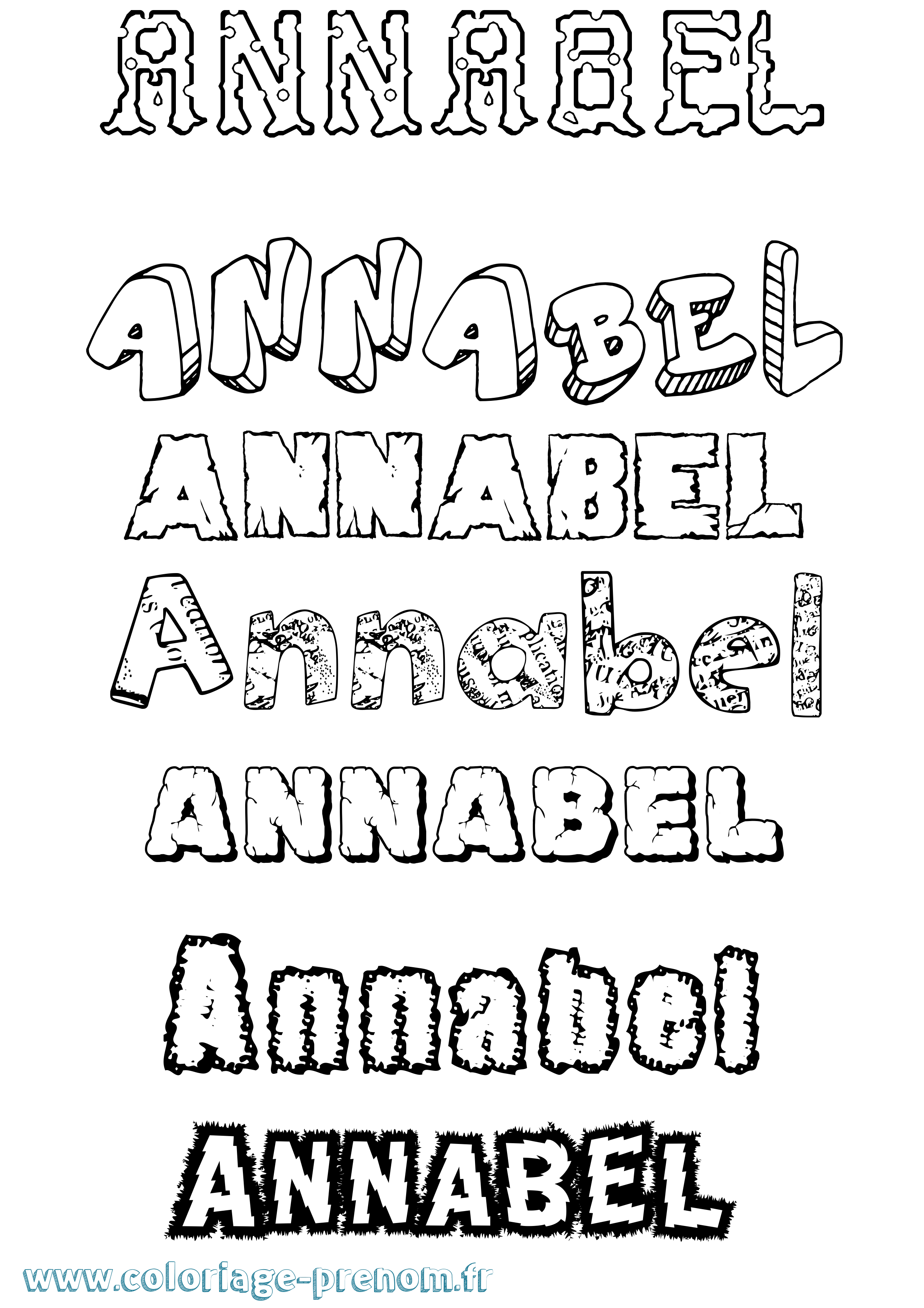Coloriage Annabel Destructuré Coloriage prénom Annabel Destructuré