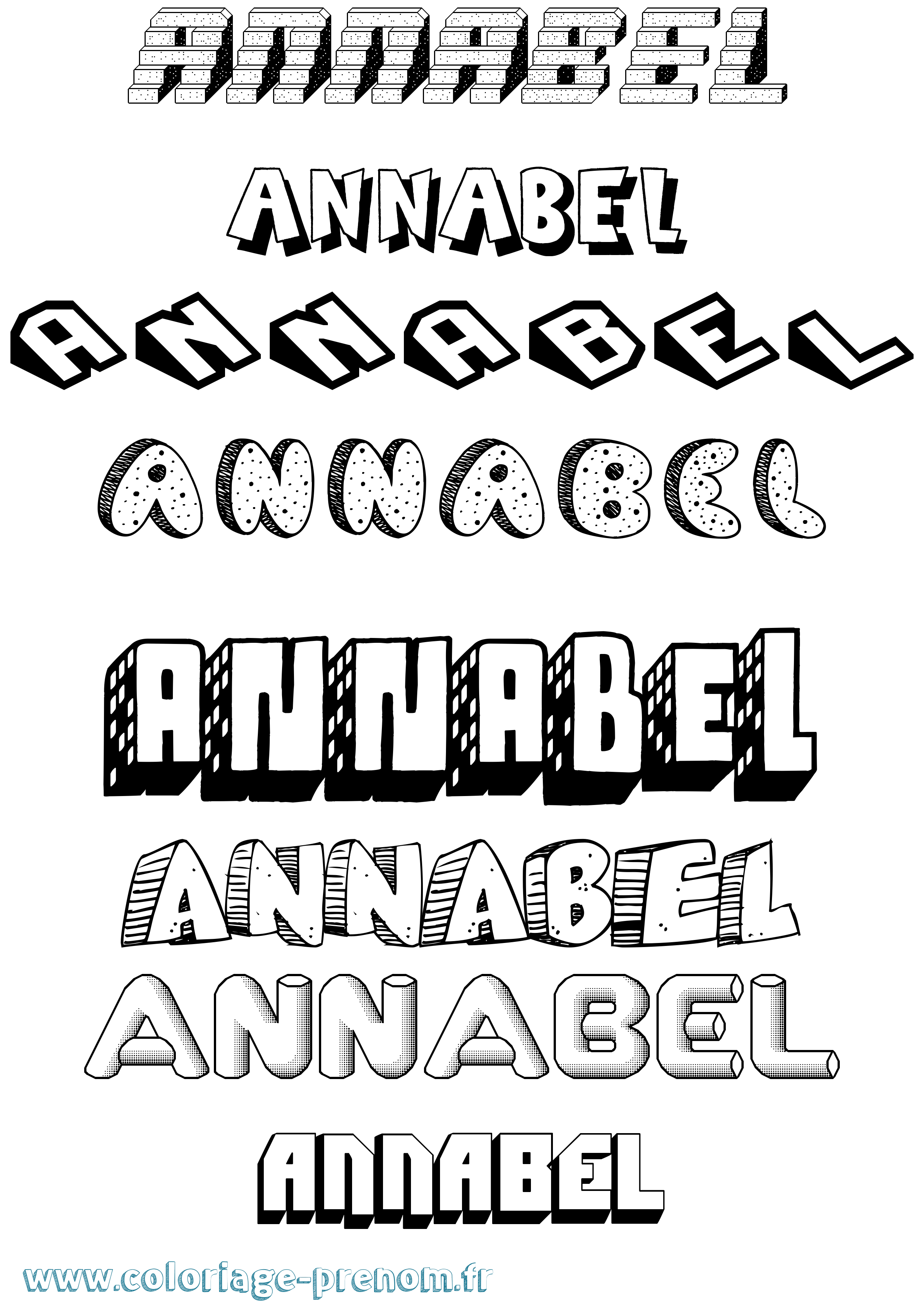 Coloriage Annabel Effet 3D Coloriage prénom Annabel Effet 3D