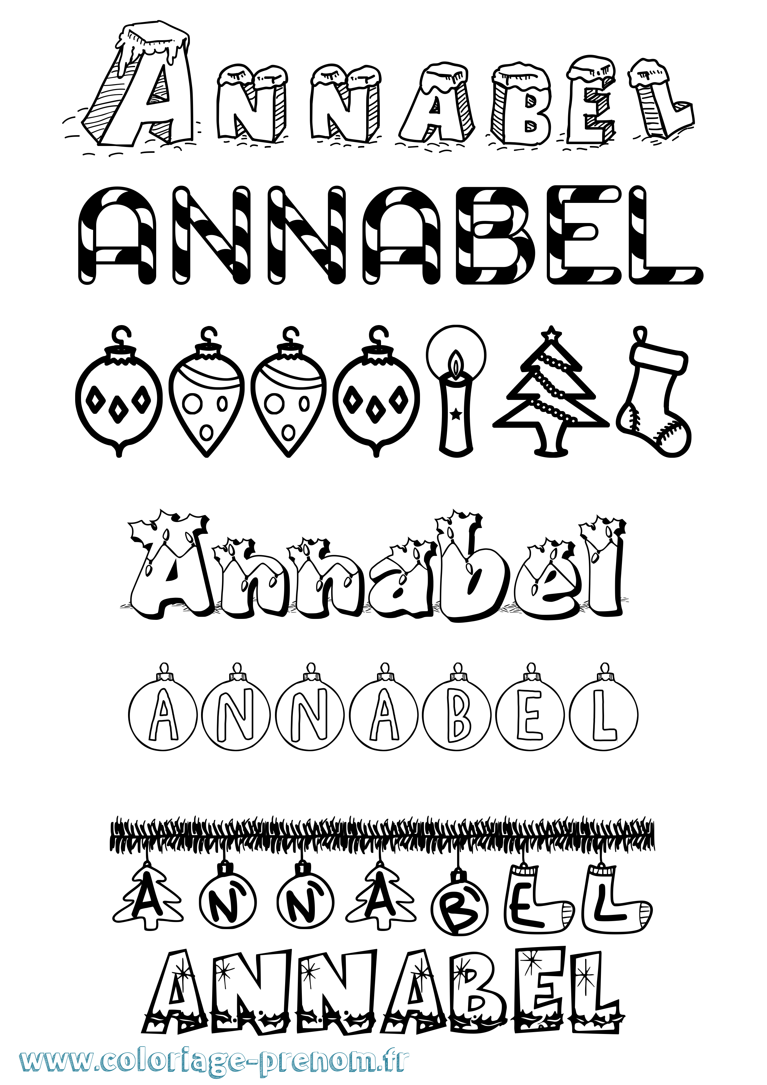 Coloriage Annabel Noël Coloriage prénom Annabel Noël