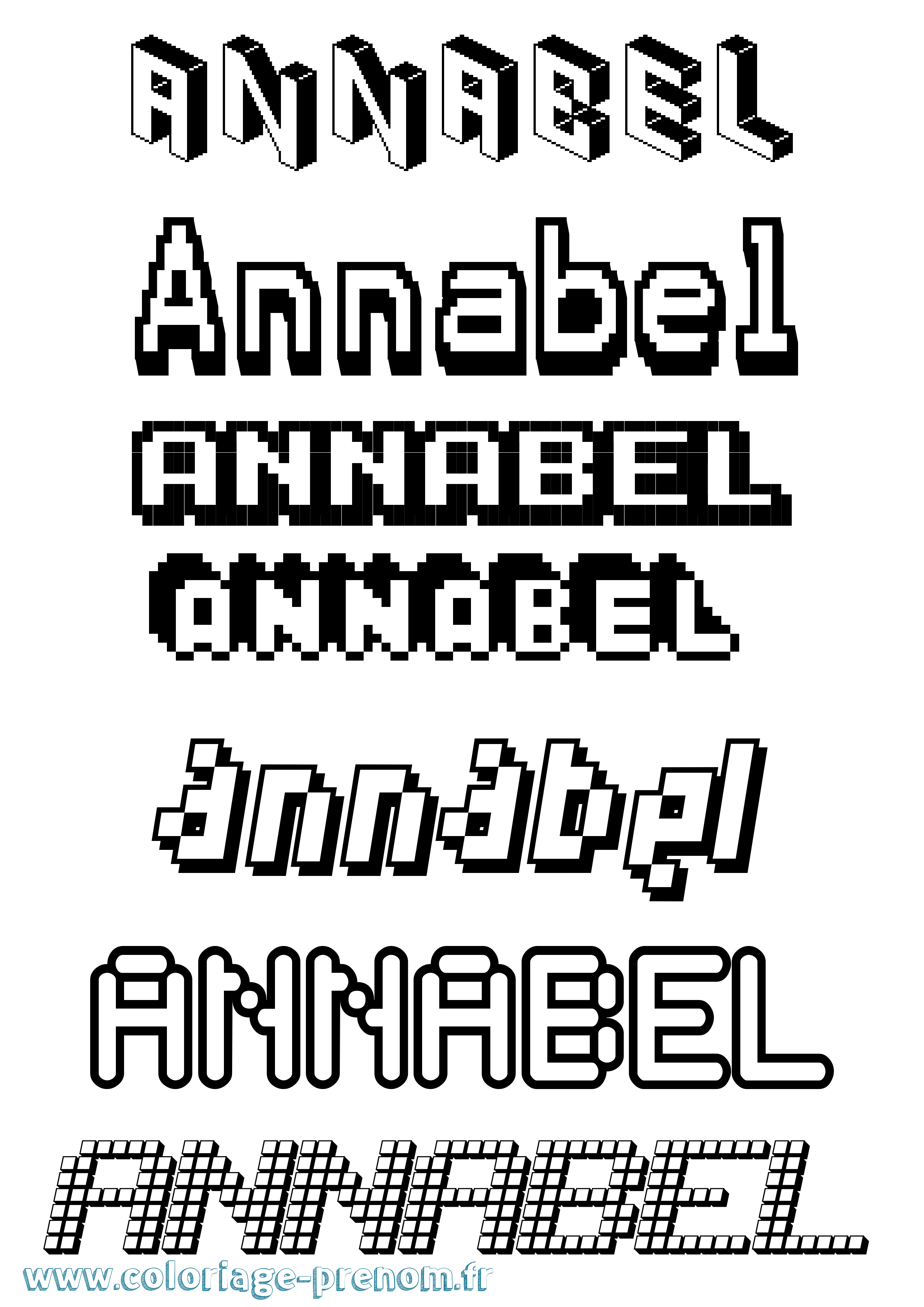Coloriage Annabel Pixel Coloriage prénom Annabel Pixel