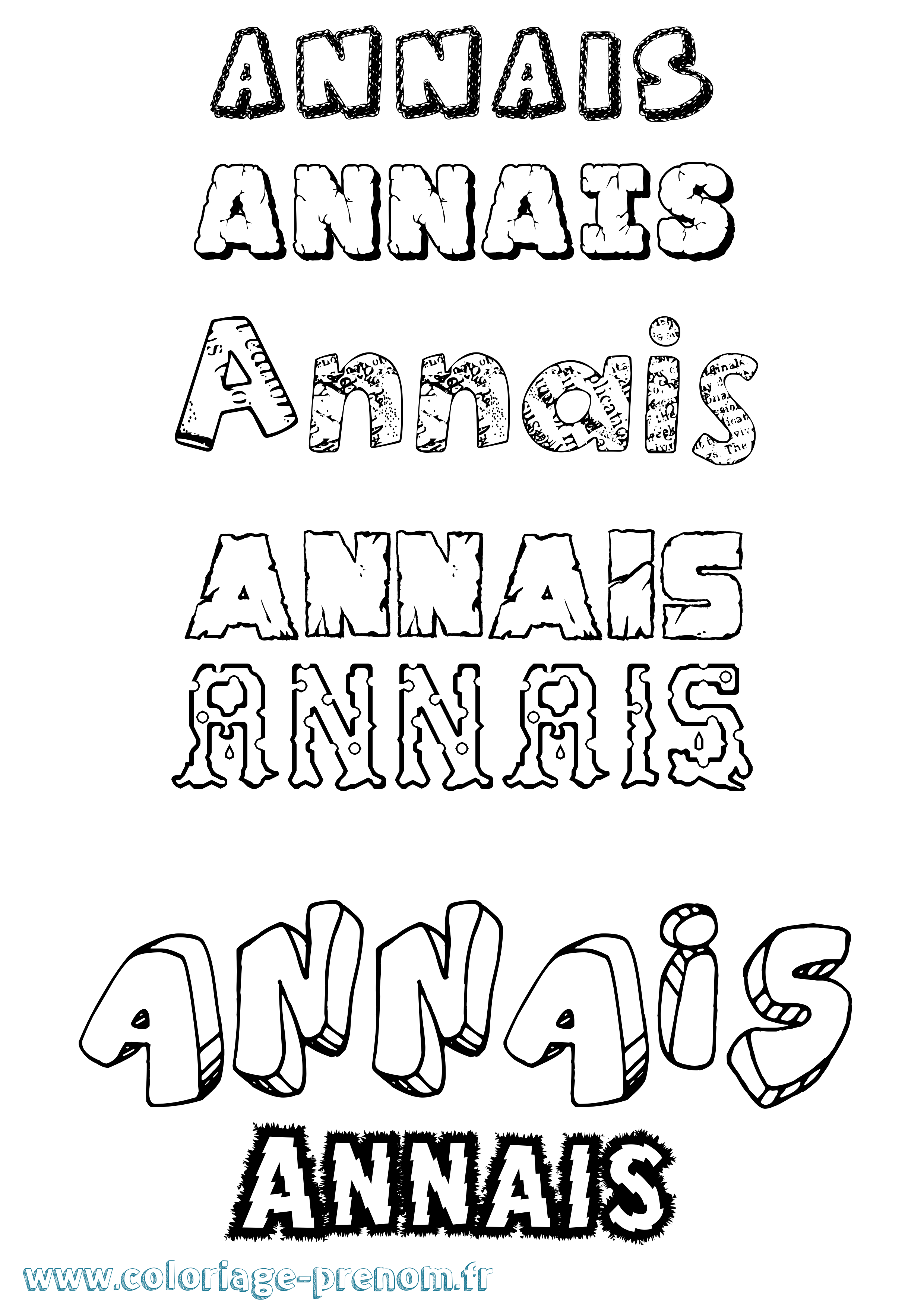 Coloriage Annais Destructuré Coloriage prénom Annais Destructuré