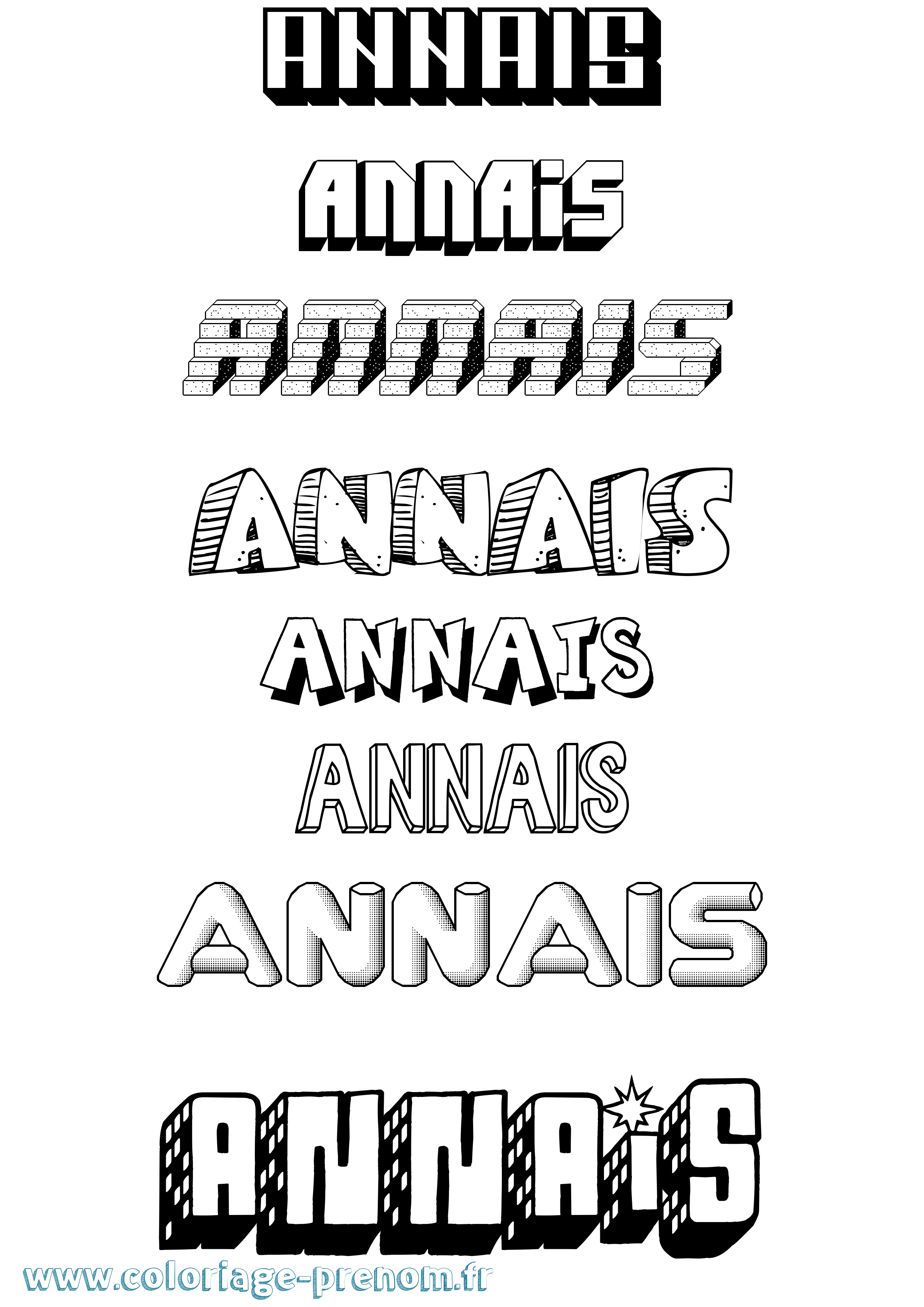 Coloriage Annais Effet 3D Coloriage prénom Annais Effet 3D