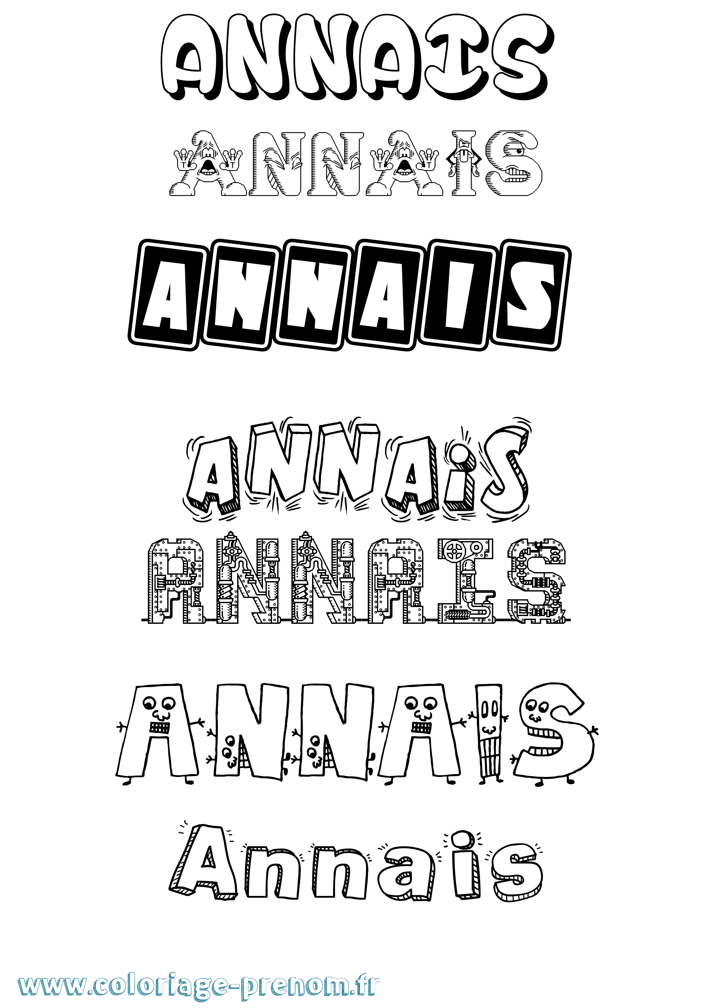 Coloriage Annais Fun Coloriage prénom Annais Fun