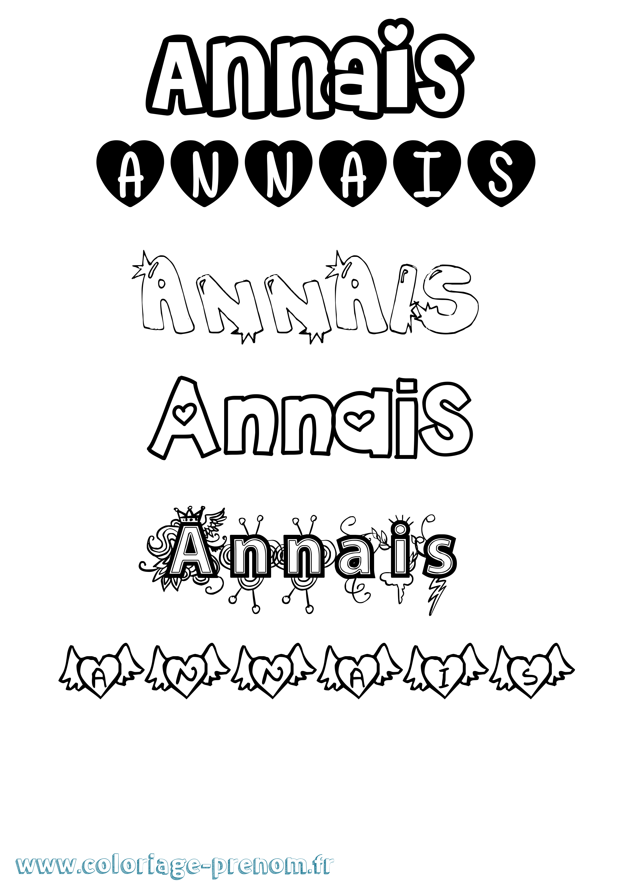 Coloriage Annais Girly Coloriage prénom Annais Girly