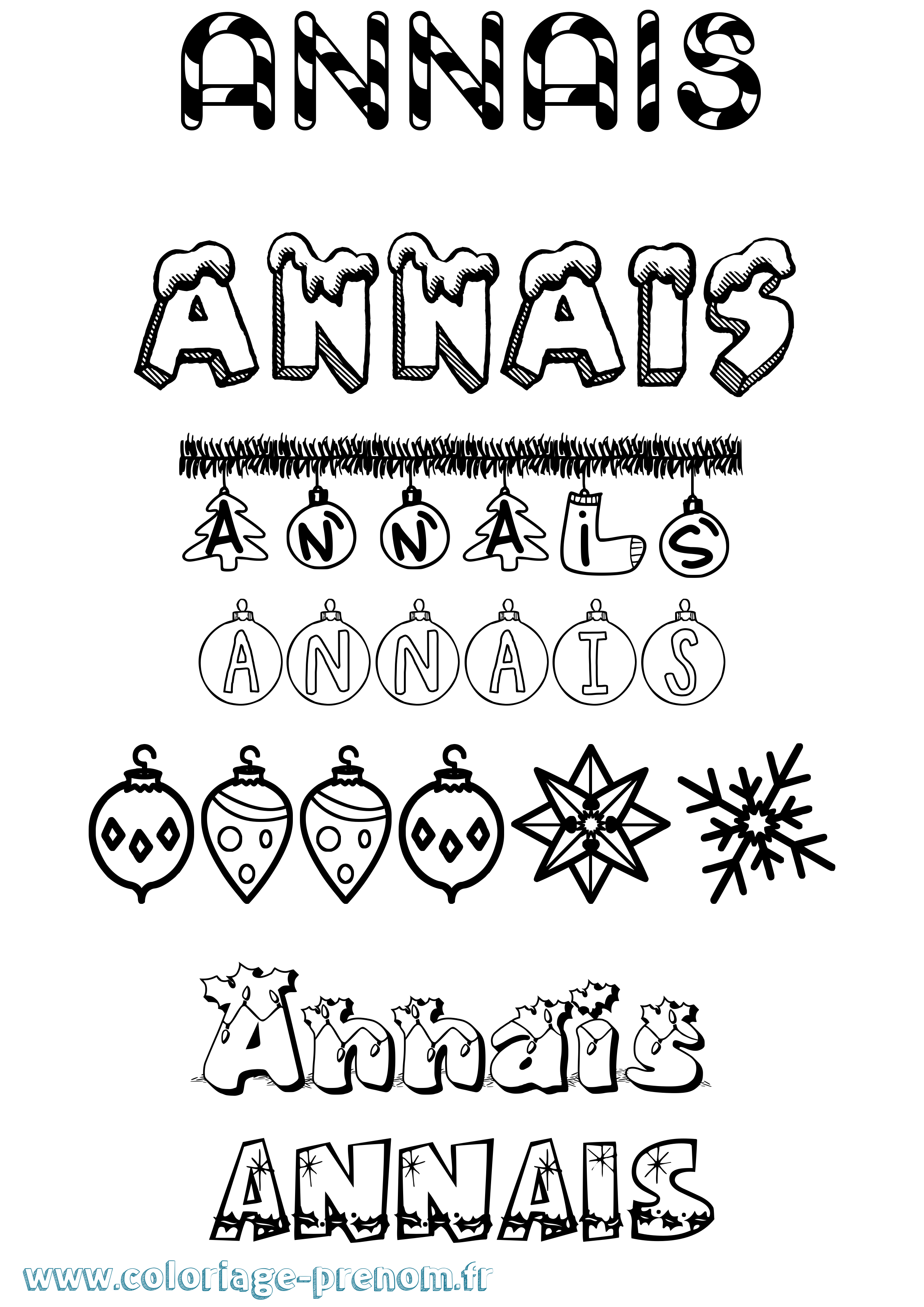 Coloriage Annais Noël Coloriage prénom Annais Noël
