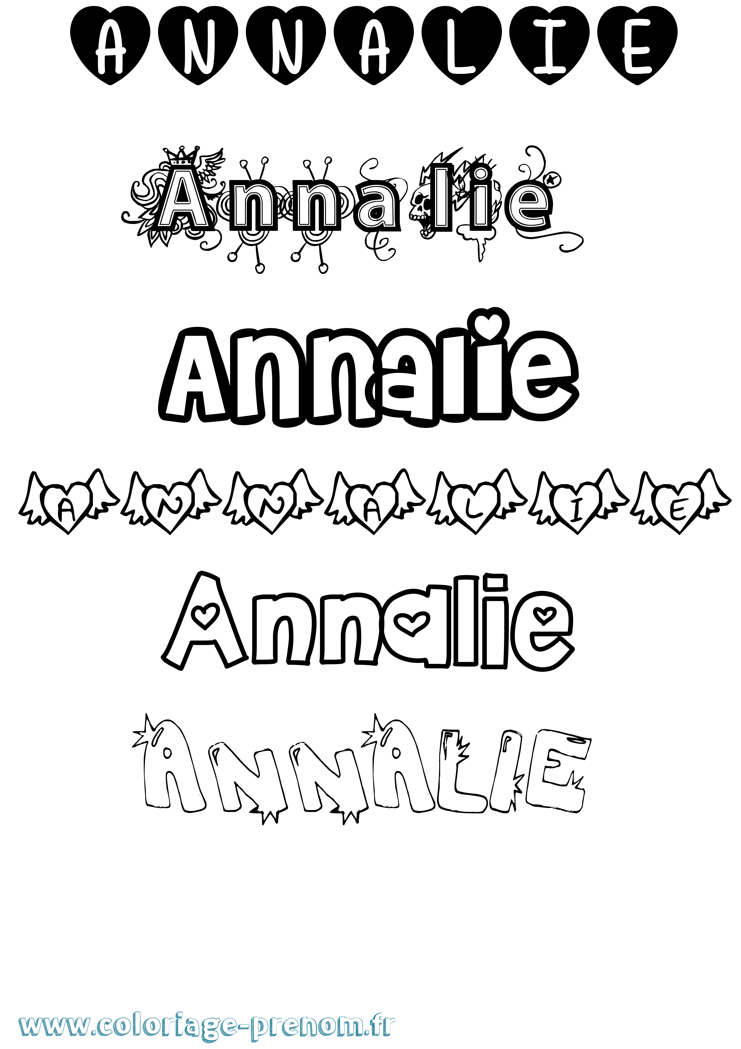 Coloriage Annalie Girly Coloriage prénom Annalie Girly