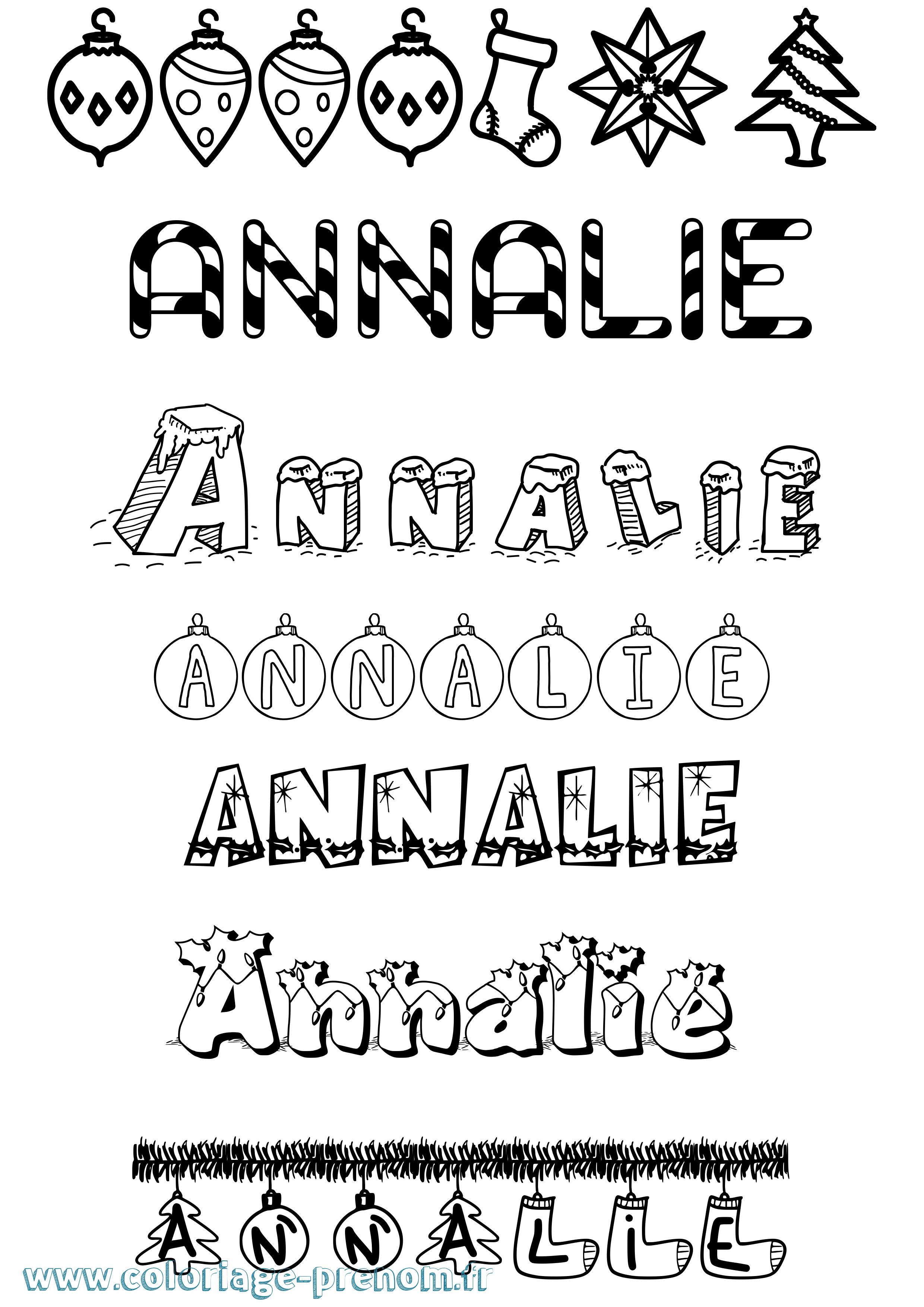 Coloriage Annalie Noël Coloriage prénom Annalie Noël