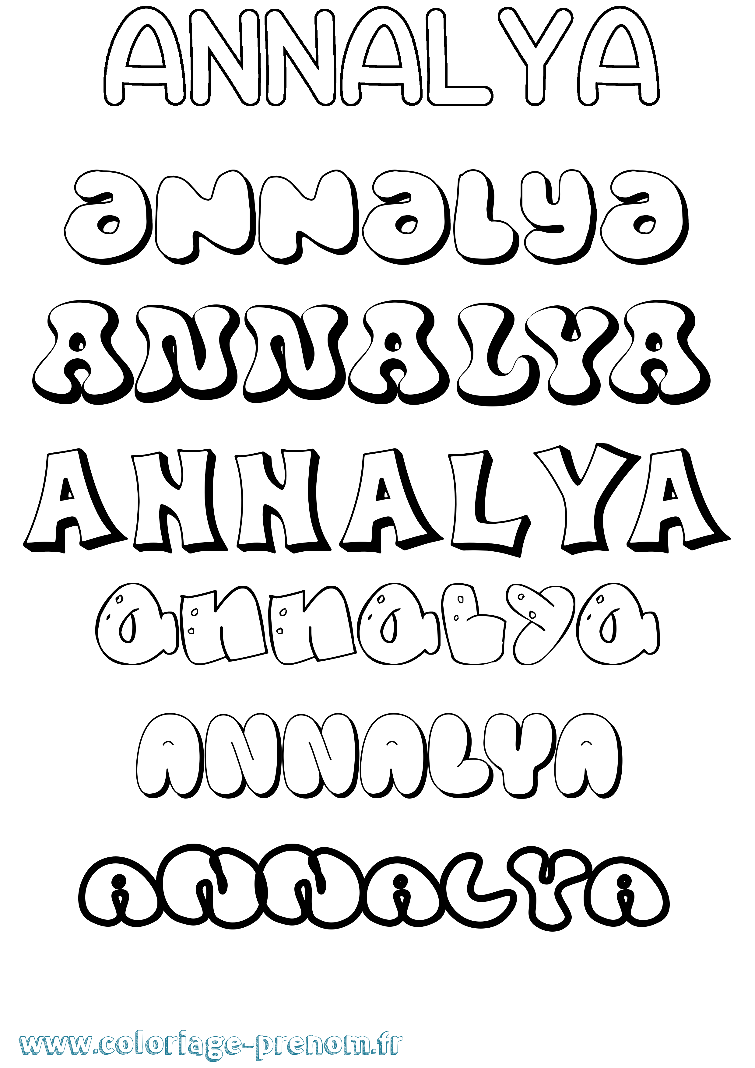 Coloriage Annalya Bubble Coloriage prénom Annalya Bubble