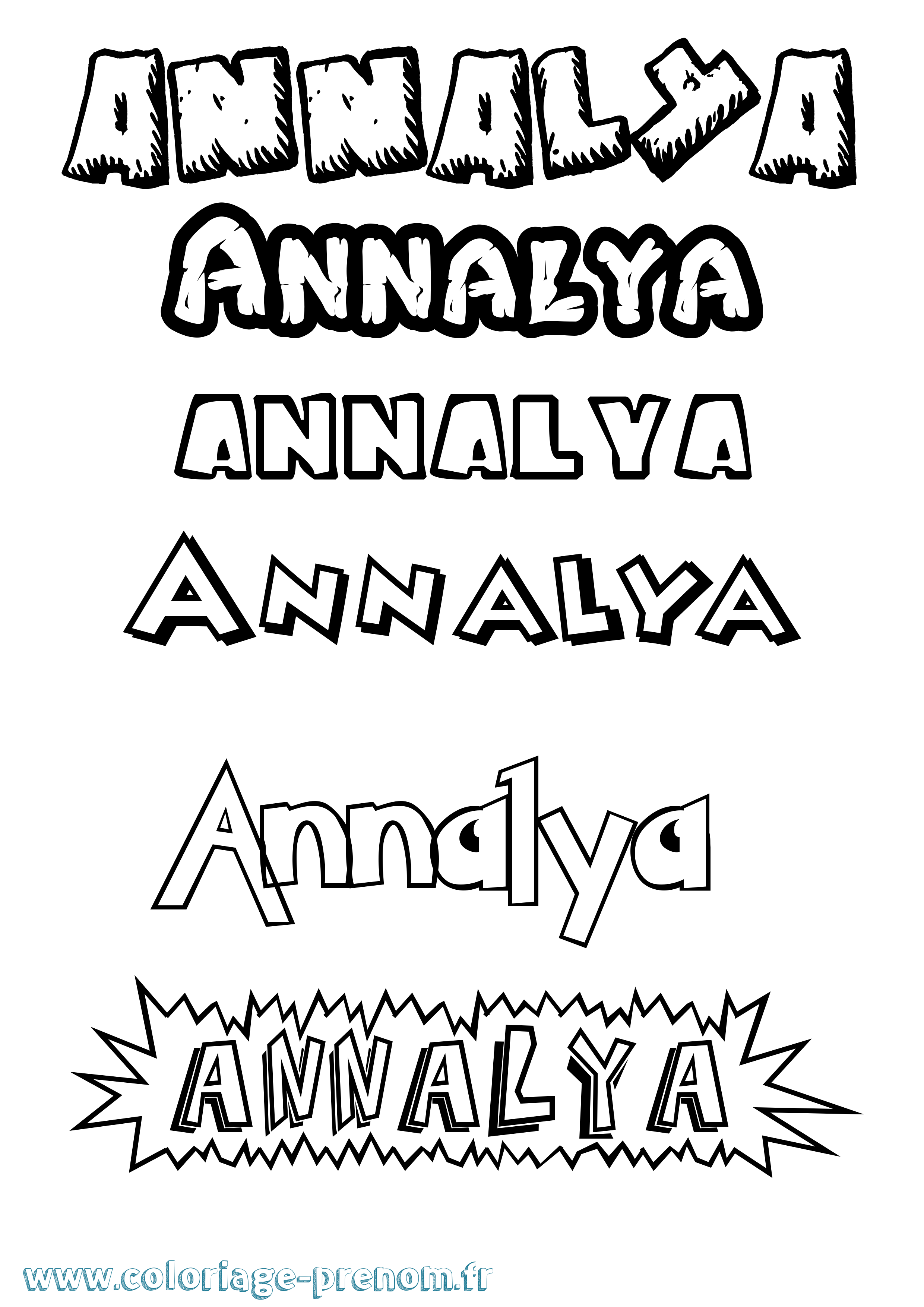 Coloriage Annalya Dessin Animé Coloriage prénom Annalya Dessin Animé