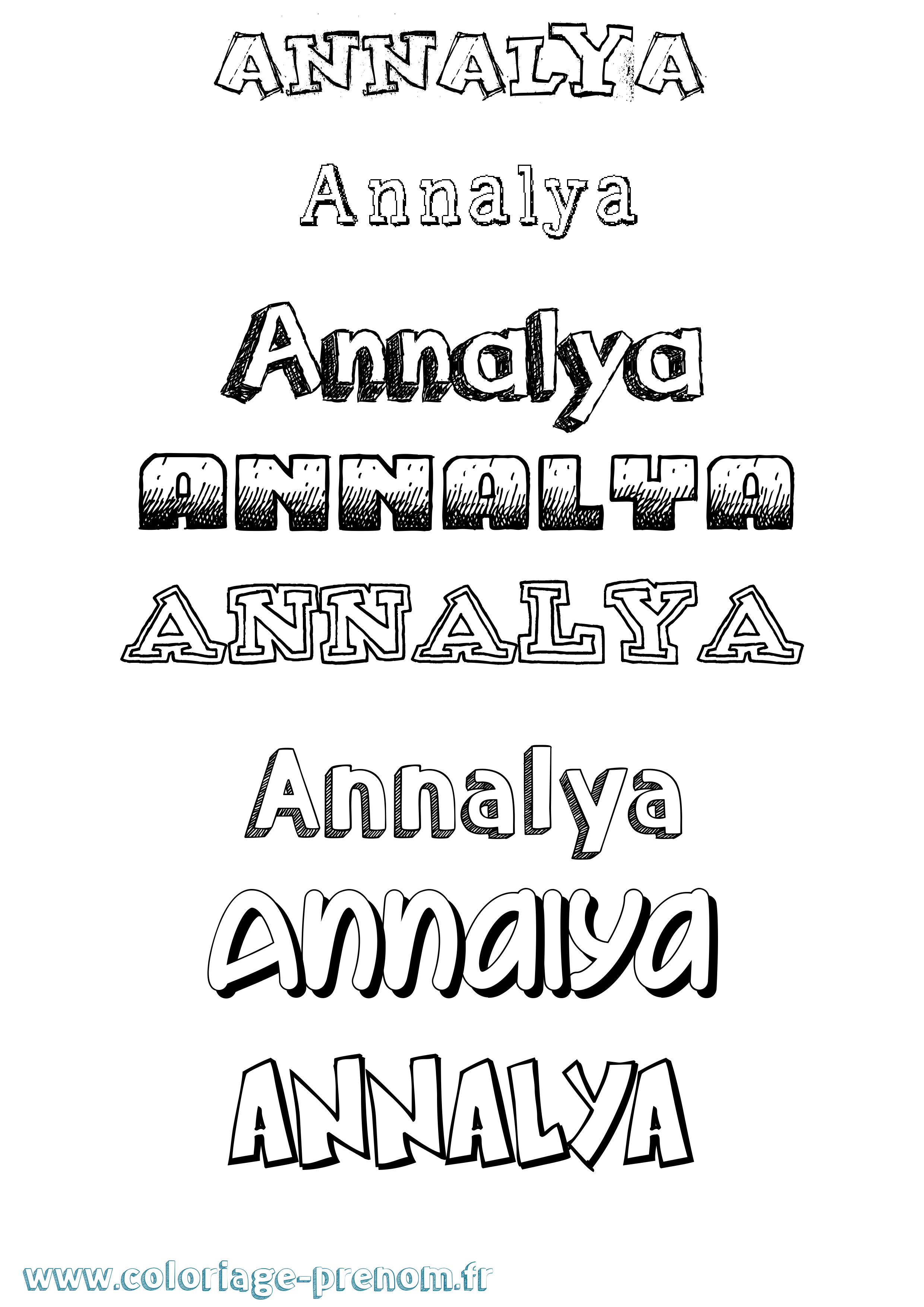 Coloriage Annalya Dessiné Coloriage prénom Annalya Dessiné