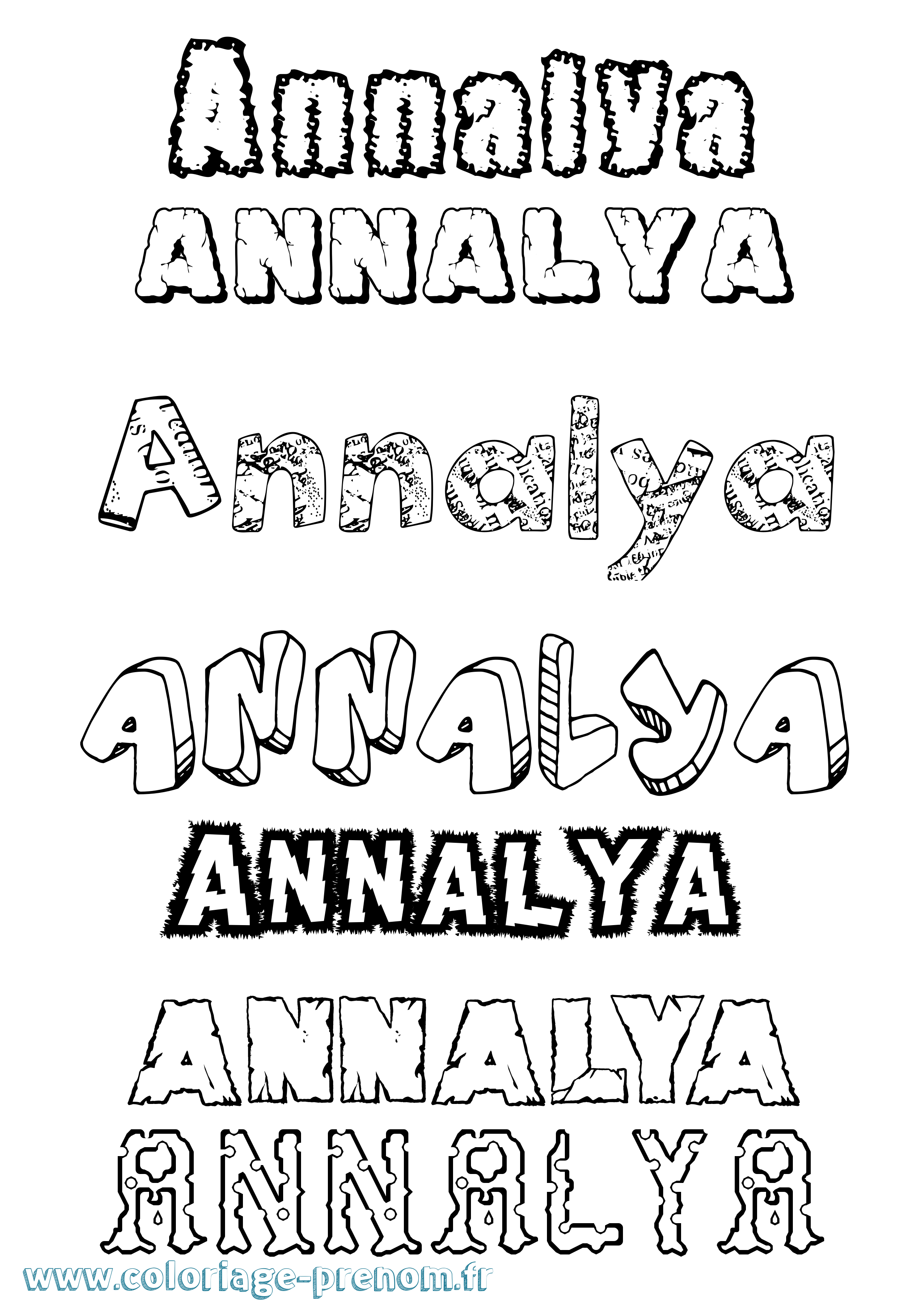 Coloriage Annalya Destructuré Coloriage prénom Annalya Destructuré