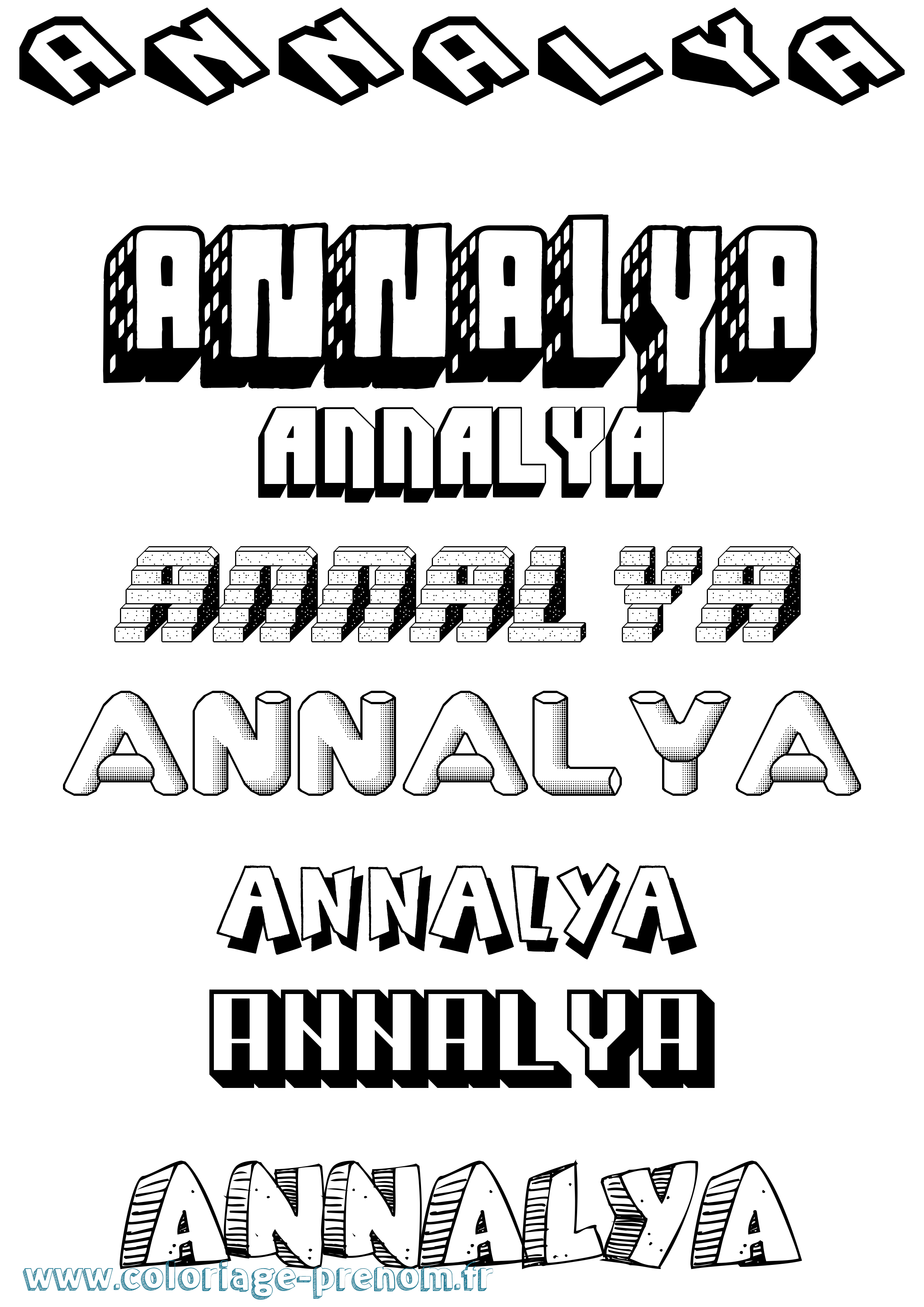 Coloriage Annalya Effet 3D Coloriage prénom Annalya Effet 3D