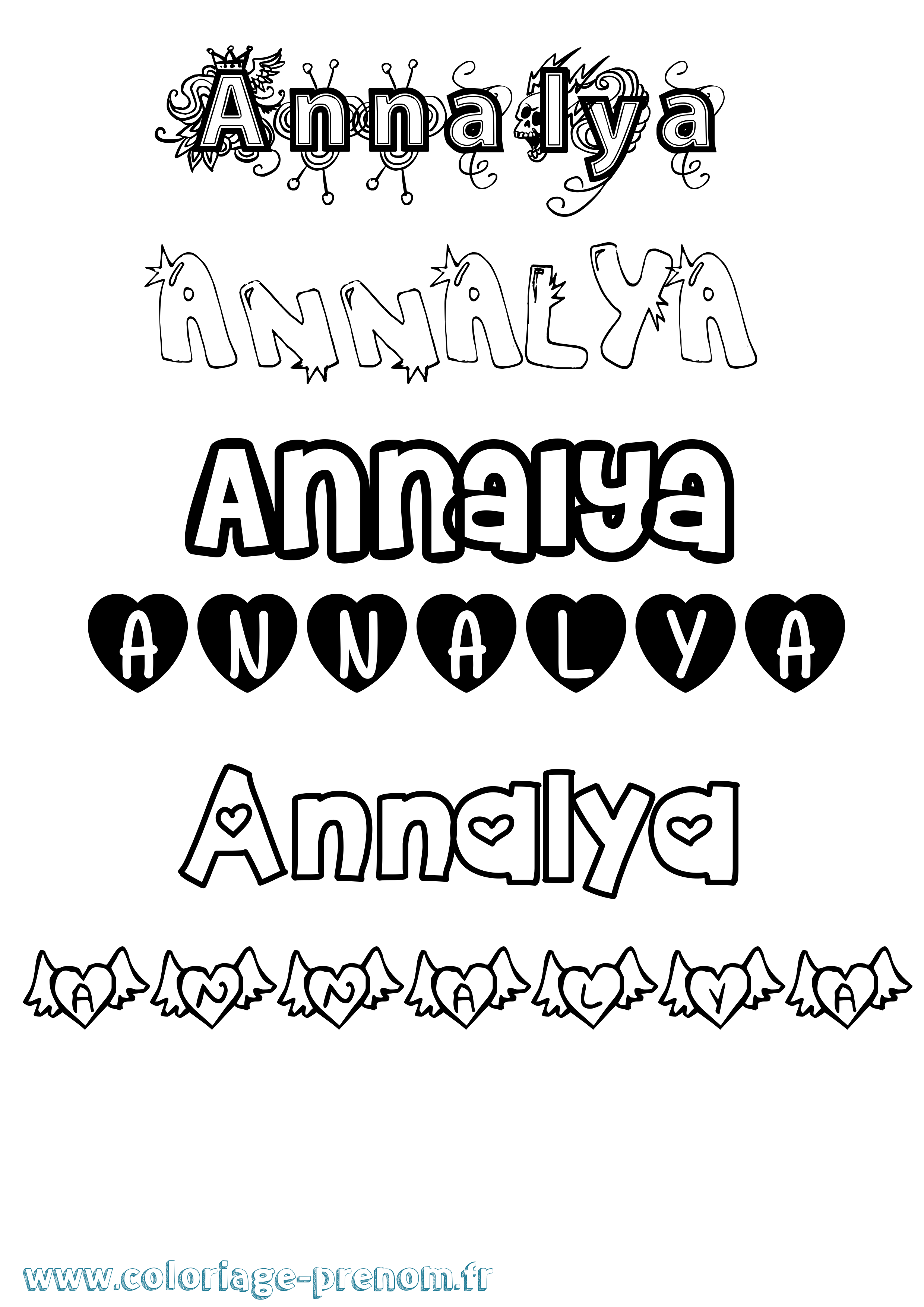 Coloriage Annalya Girly Coloriage prénom Annalya Girly