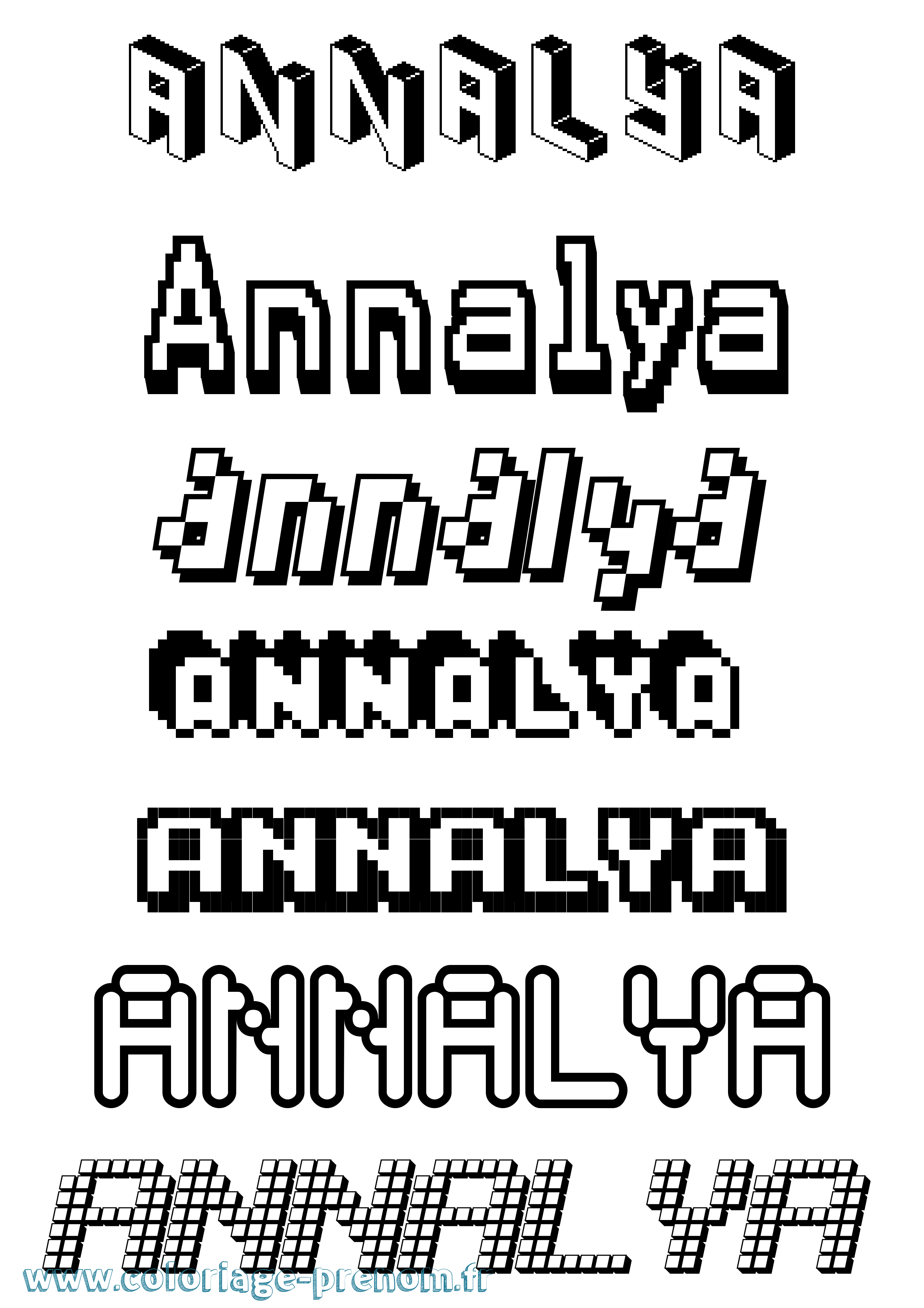 Coloriage Annalya Pixel Coloriage prénom Annalya Pixel