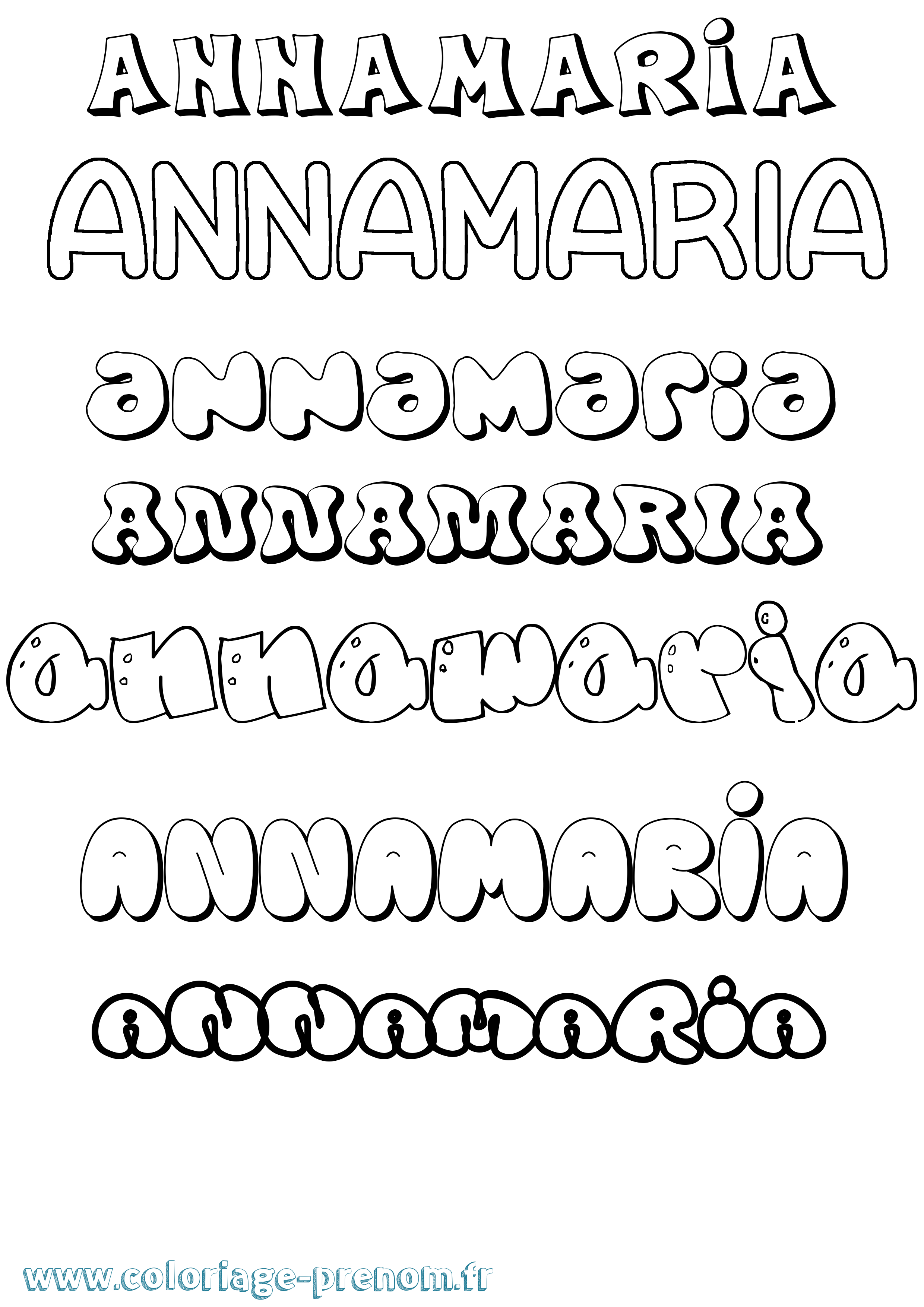 Coloriage Annamaria Bubble Coloriage prénom Annamaria Bubble