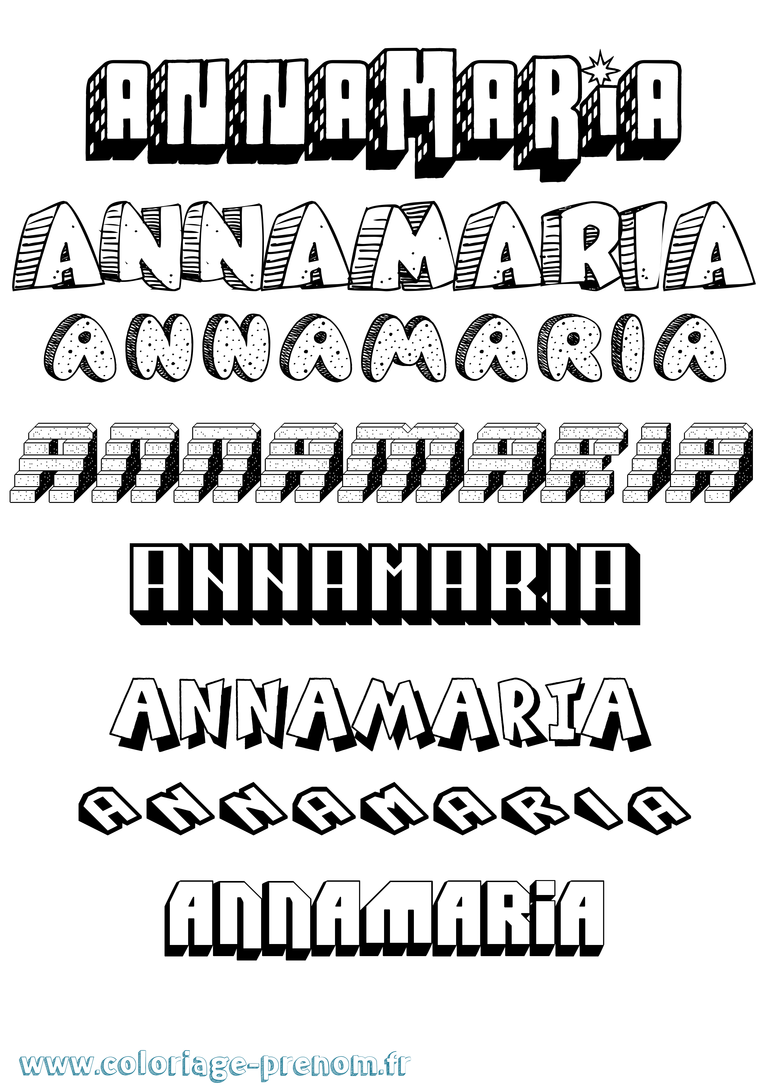Coloriage Annamaria Effet 3D Coloriage prénom Annamaria Effet 3D