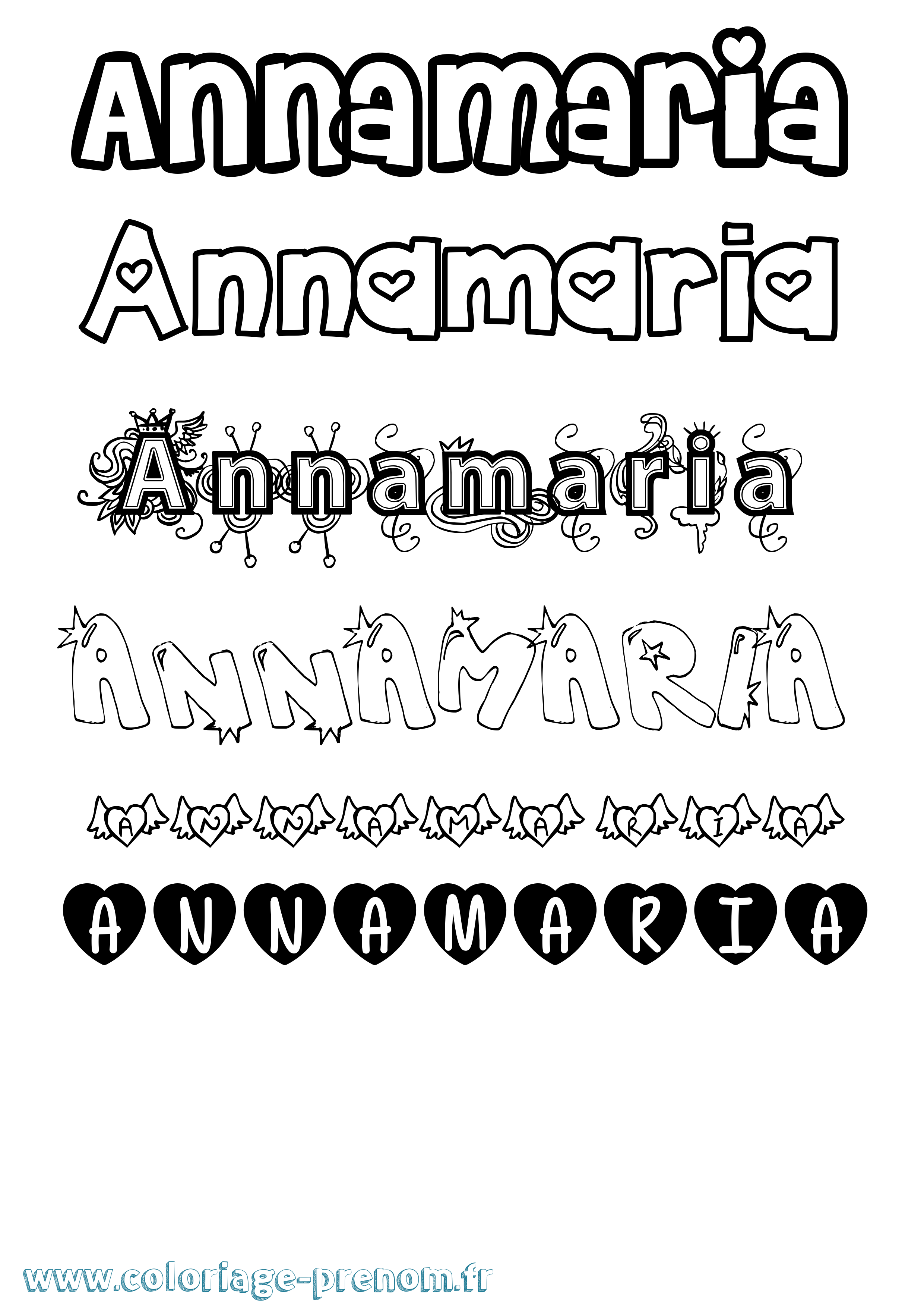 Coloriage Annamaria Girly Coloriage prénom Annamaria Girly