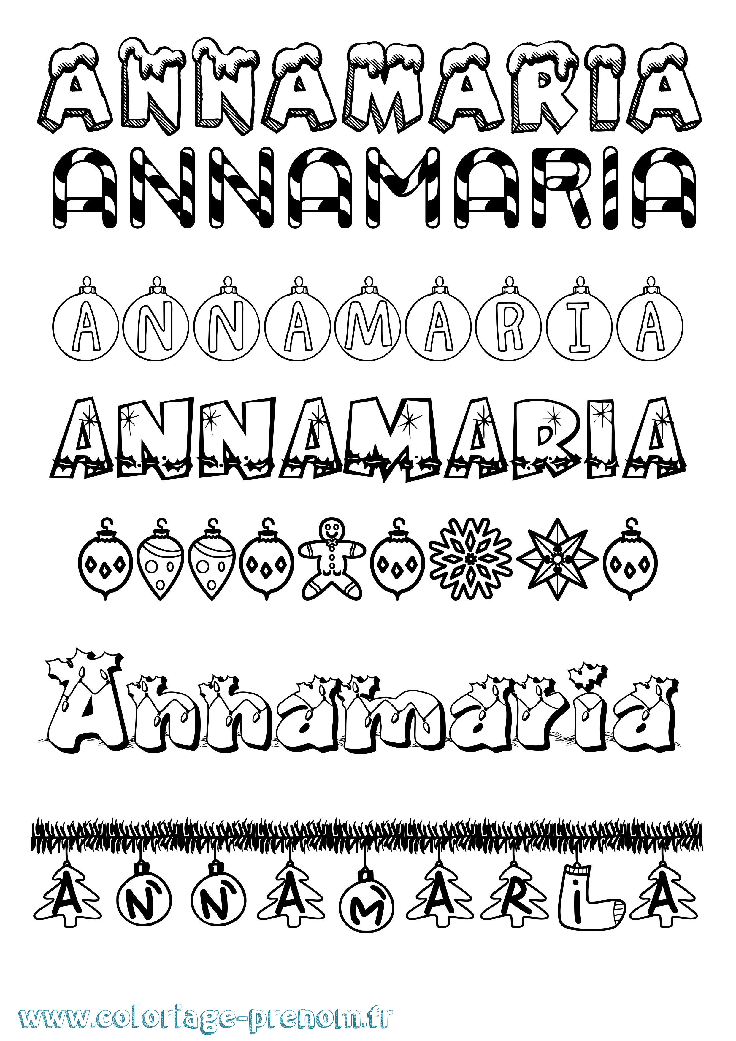 Coloriage Annamaria Noël Coloriage prénom Annamaria Noël
