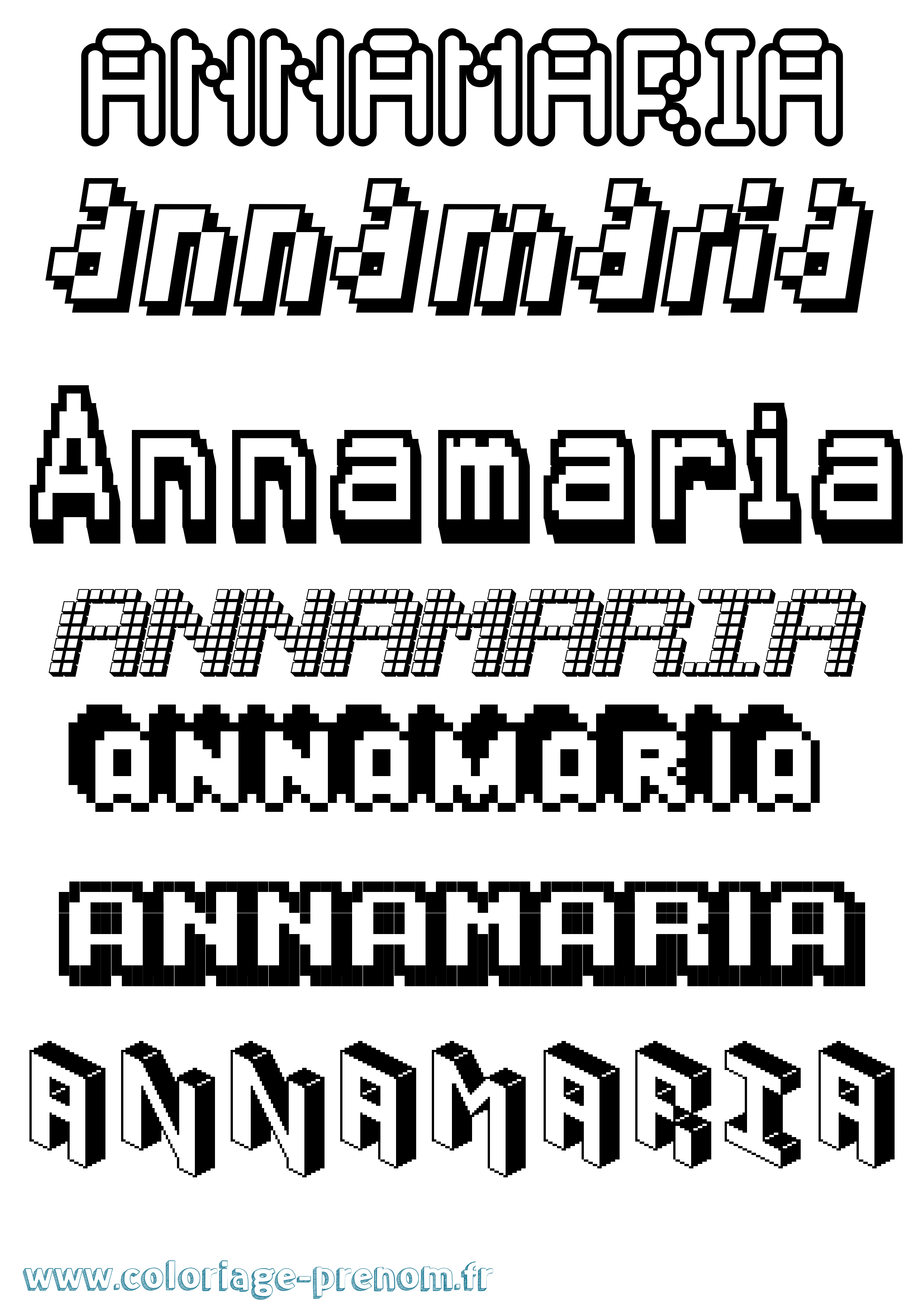 Coloriage Annamaria Pixel Coloriage prénom Annamaria Pixel