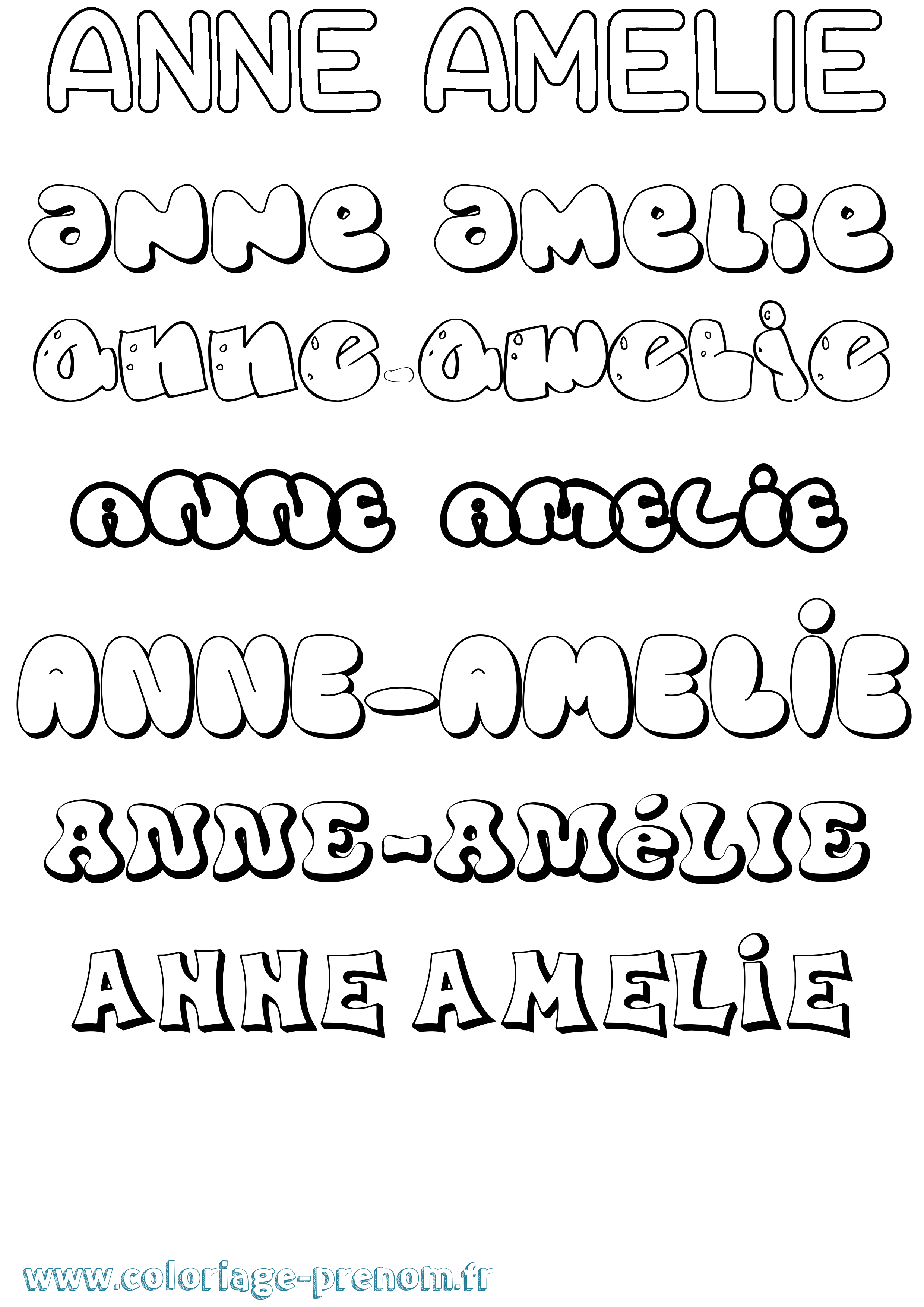 Coloriage Anne-Amélie Bubble Coloriage prénom Anne-Amélie Bubble