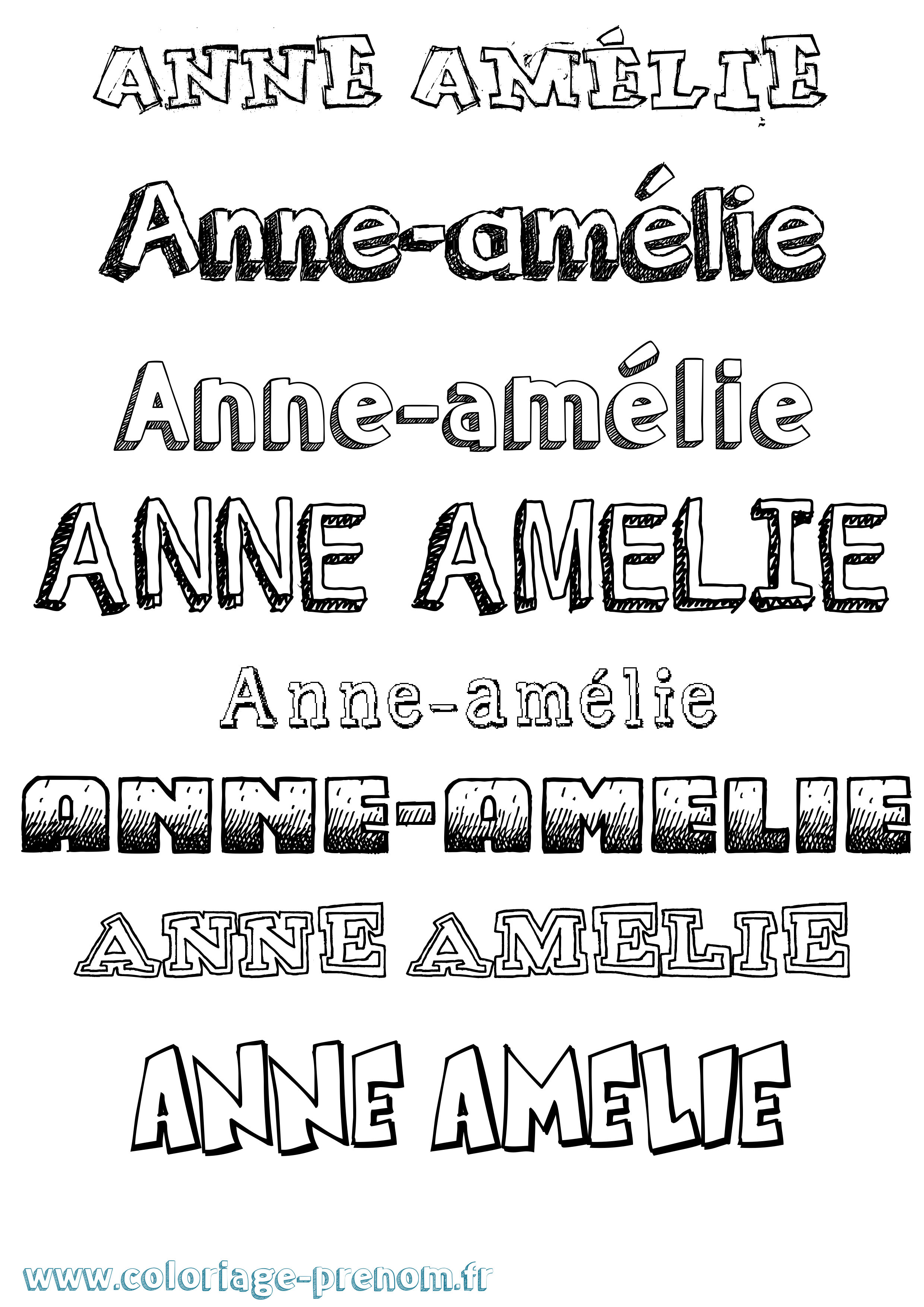 Coloriage Anne-Amélie Dessiné Coloriage prénom Anne-Amélie Dessiné