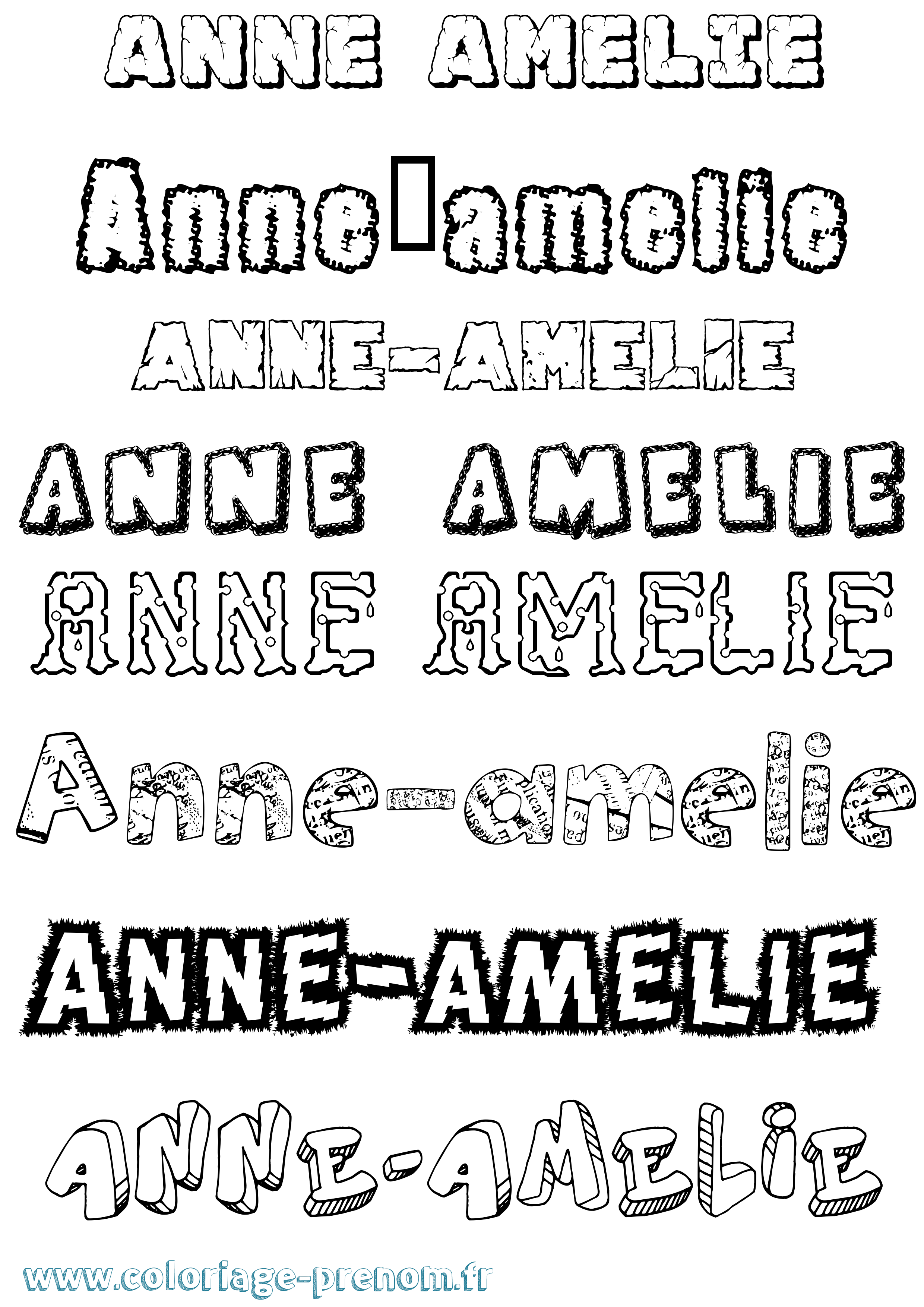 Coloriage Anne-Amélie Destructuré Coloriage prénom Anne-Amélie Destructuré