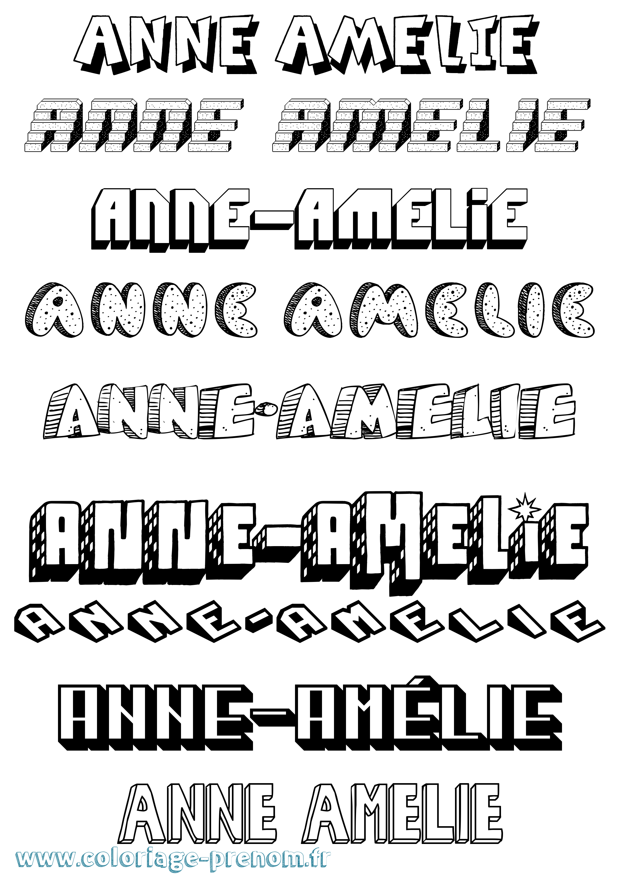 Coloriage Anne-Amélie Effet 3D Coloriage prénom Anne-Amélie Effet 3D