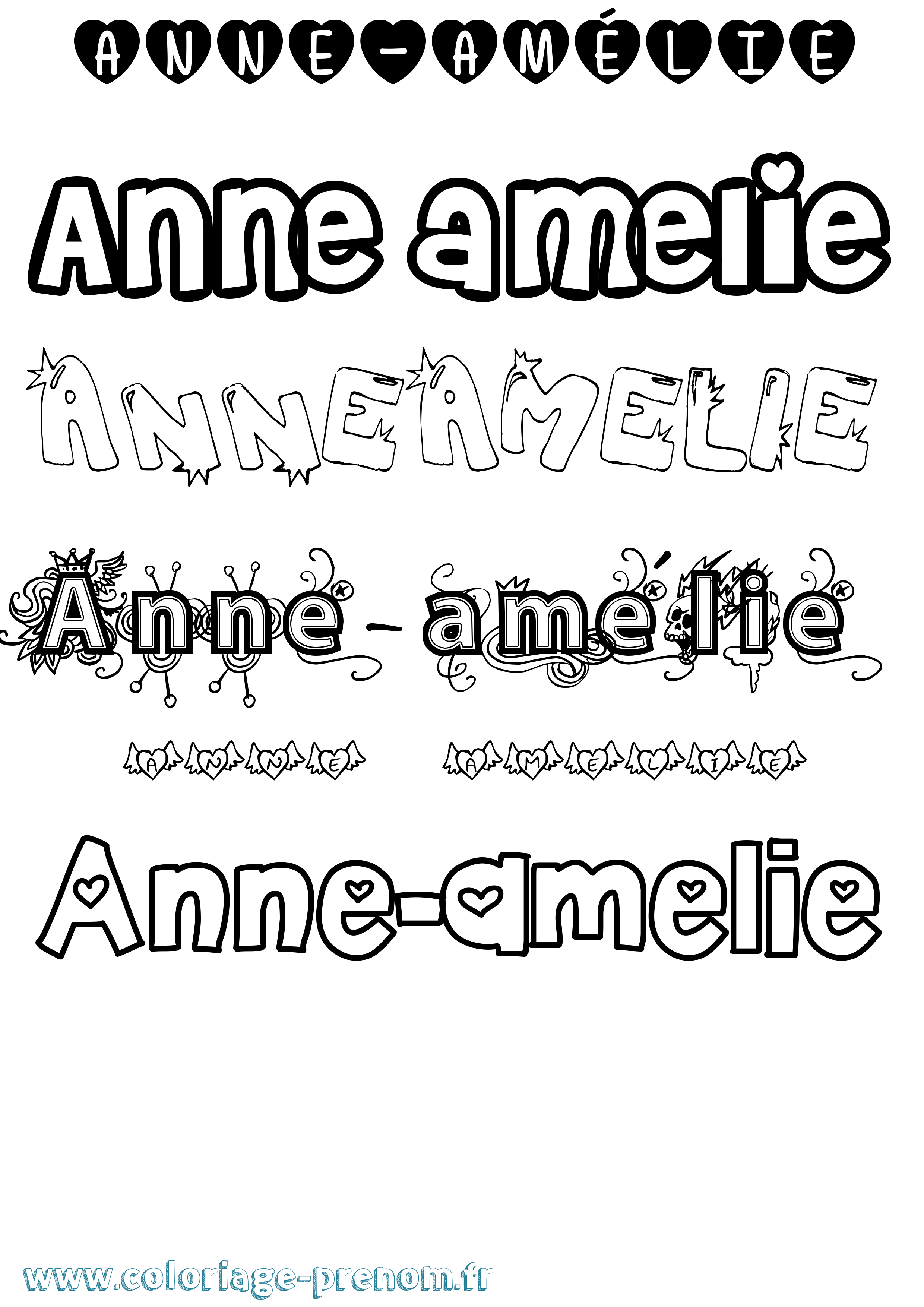Coloriage Anne-Amélie Girly Coloriage prénom Anne-Amélie Girly