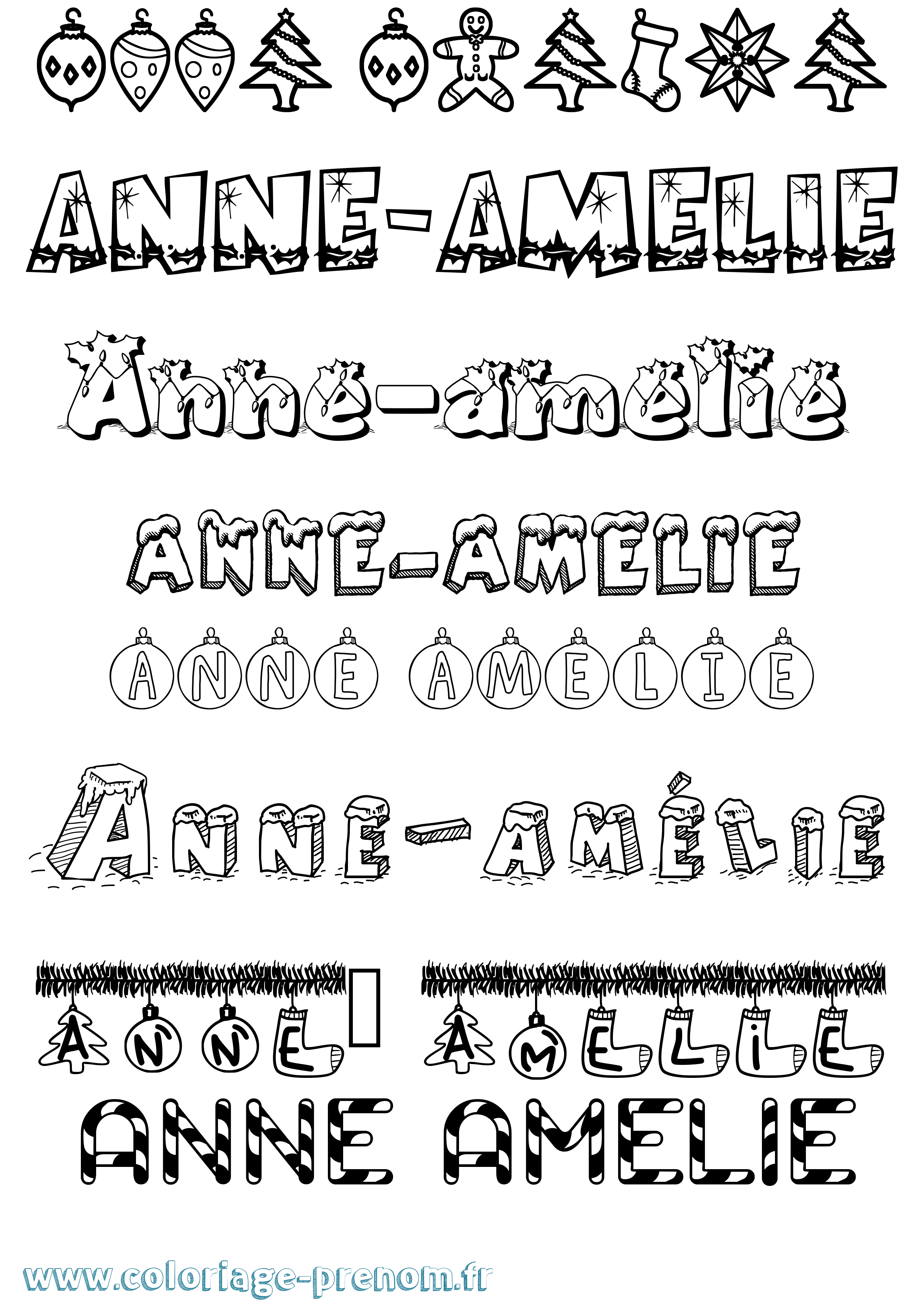 Coloriage Anne-Amélie Noël Coloriage prénom Anne-Amélie Noël