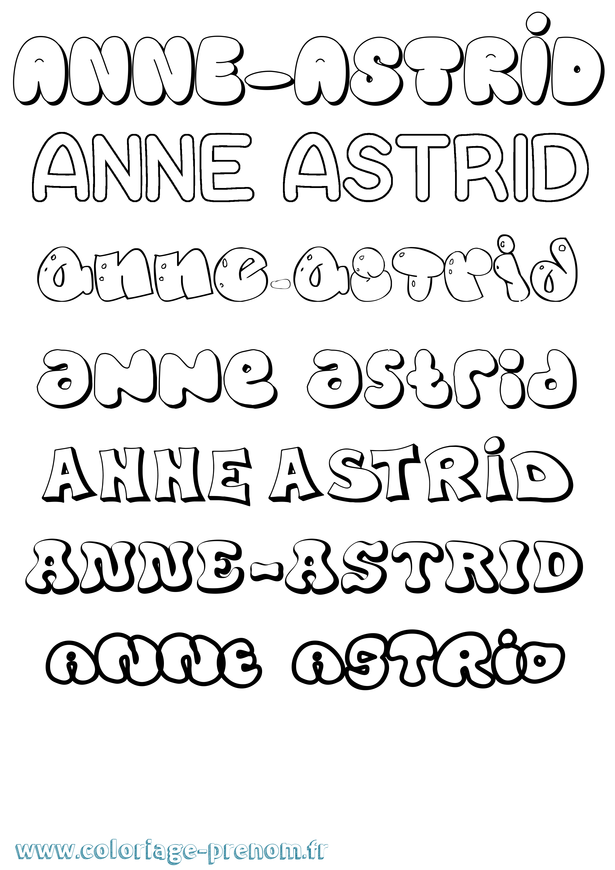 Coloriage Anne-Astrid Bubble Coloriage prénom Anne-Astrid Bubble