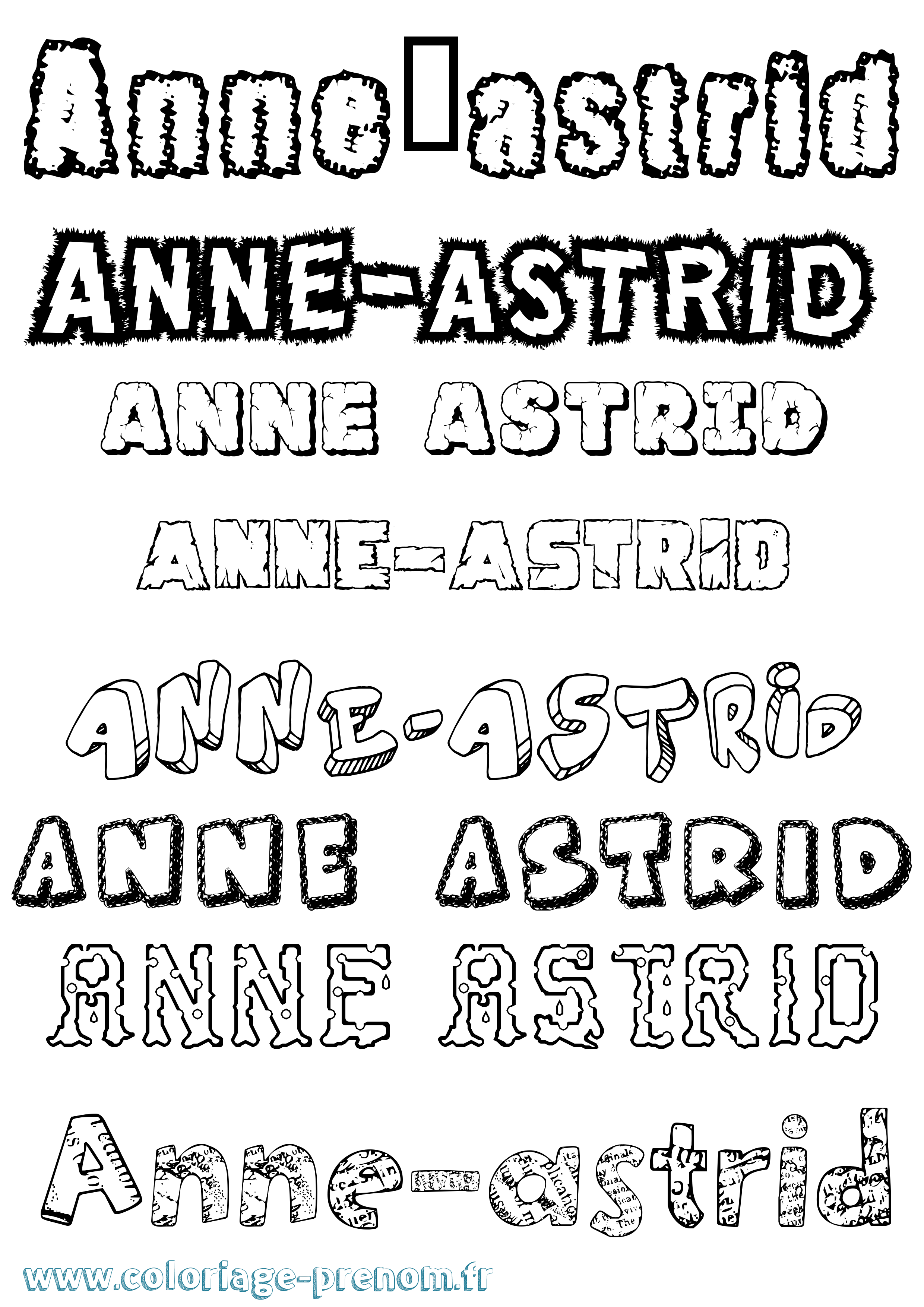 Coloriage Anne-Astrid Destructuré Coloriage prénom Anne-Astrid Destructuré