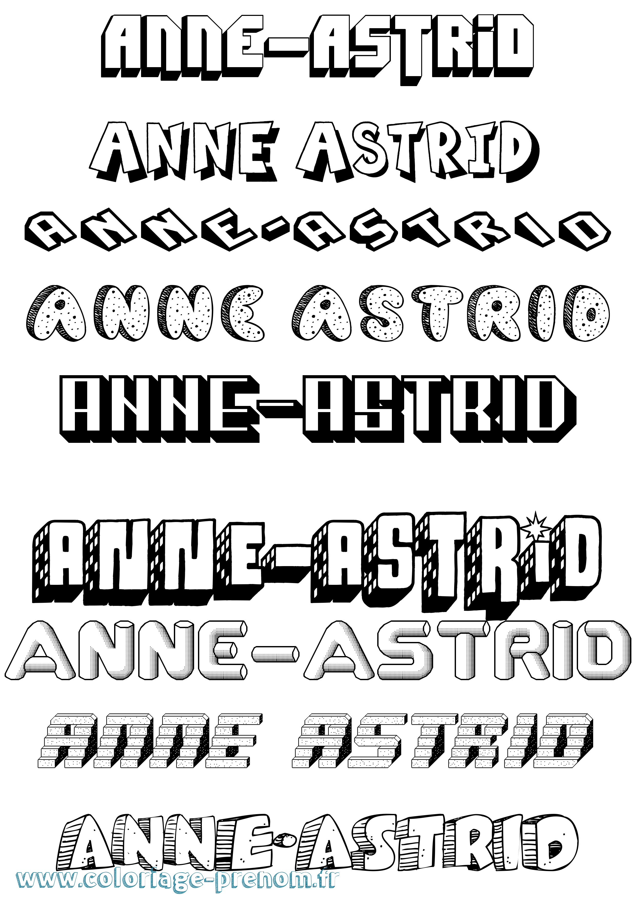 Coloriage Anne-Astrid Effet 3D Coloriage prénom Anne-Astrid Effet 3D