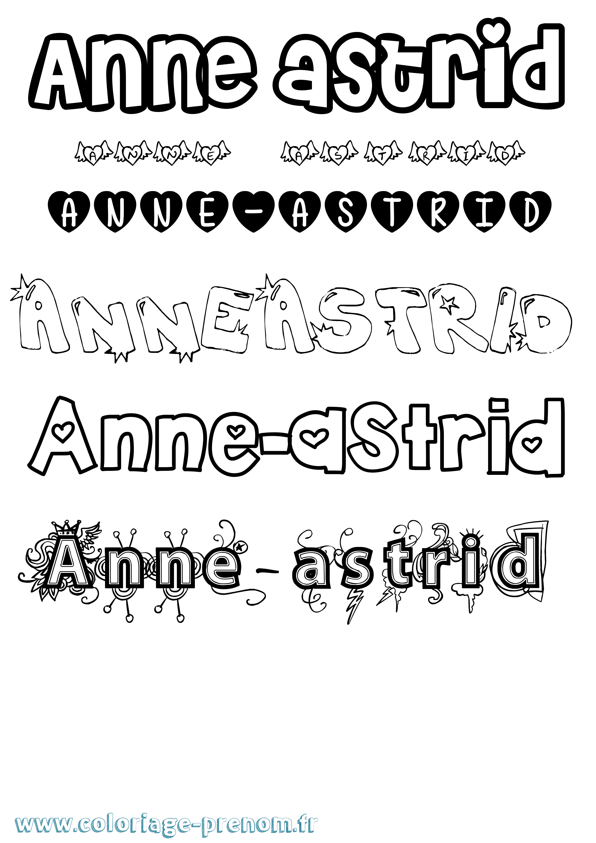 Coloriage Anne-Astrid Girly Coloriage prénom Anne-Astrid Girly