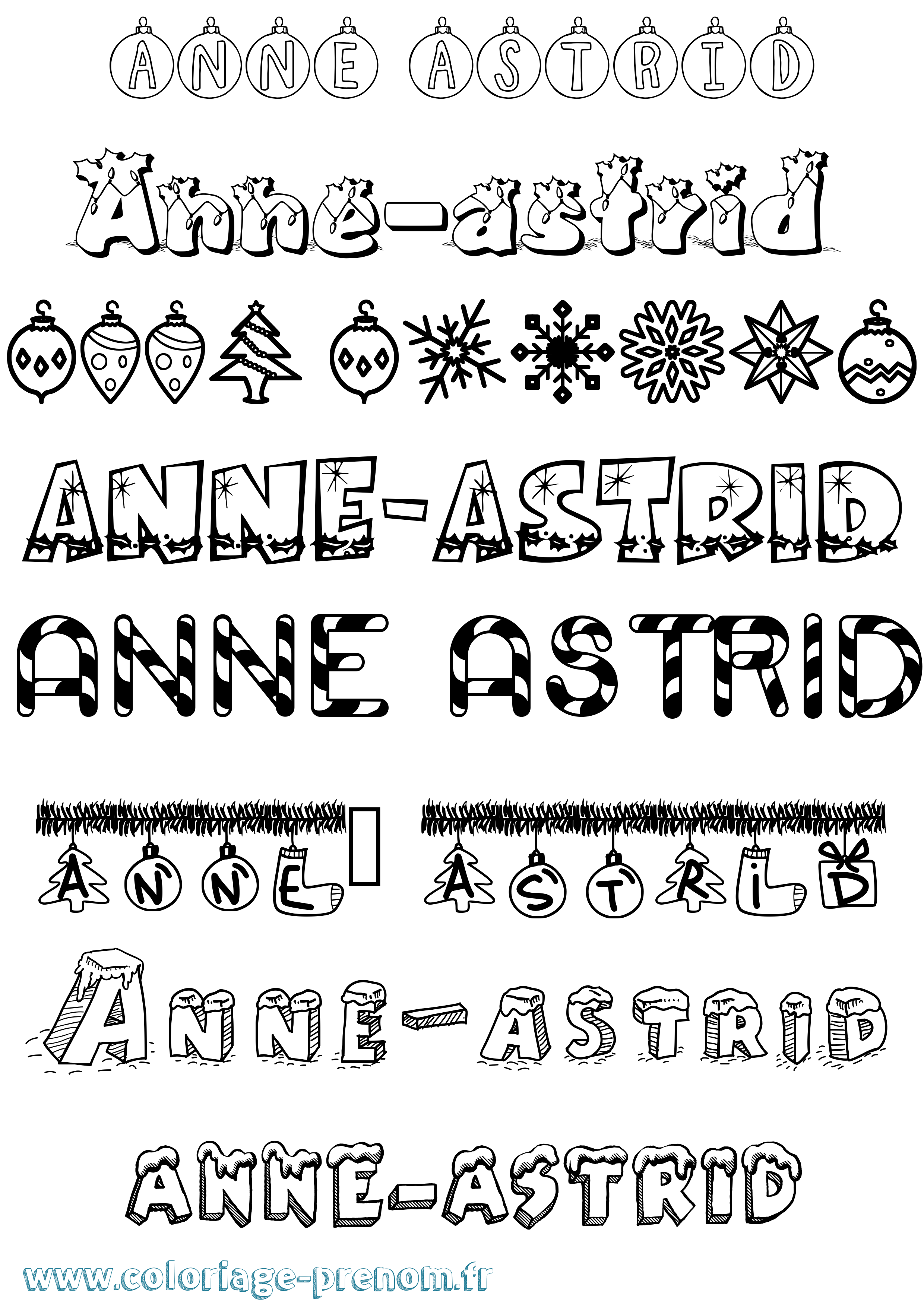 Coloriage Anne-Astrid Noël Coloriage prénom Anne-Astrid Noël