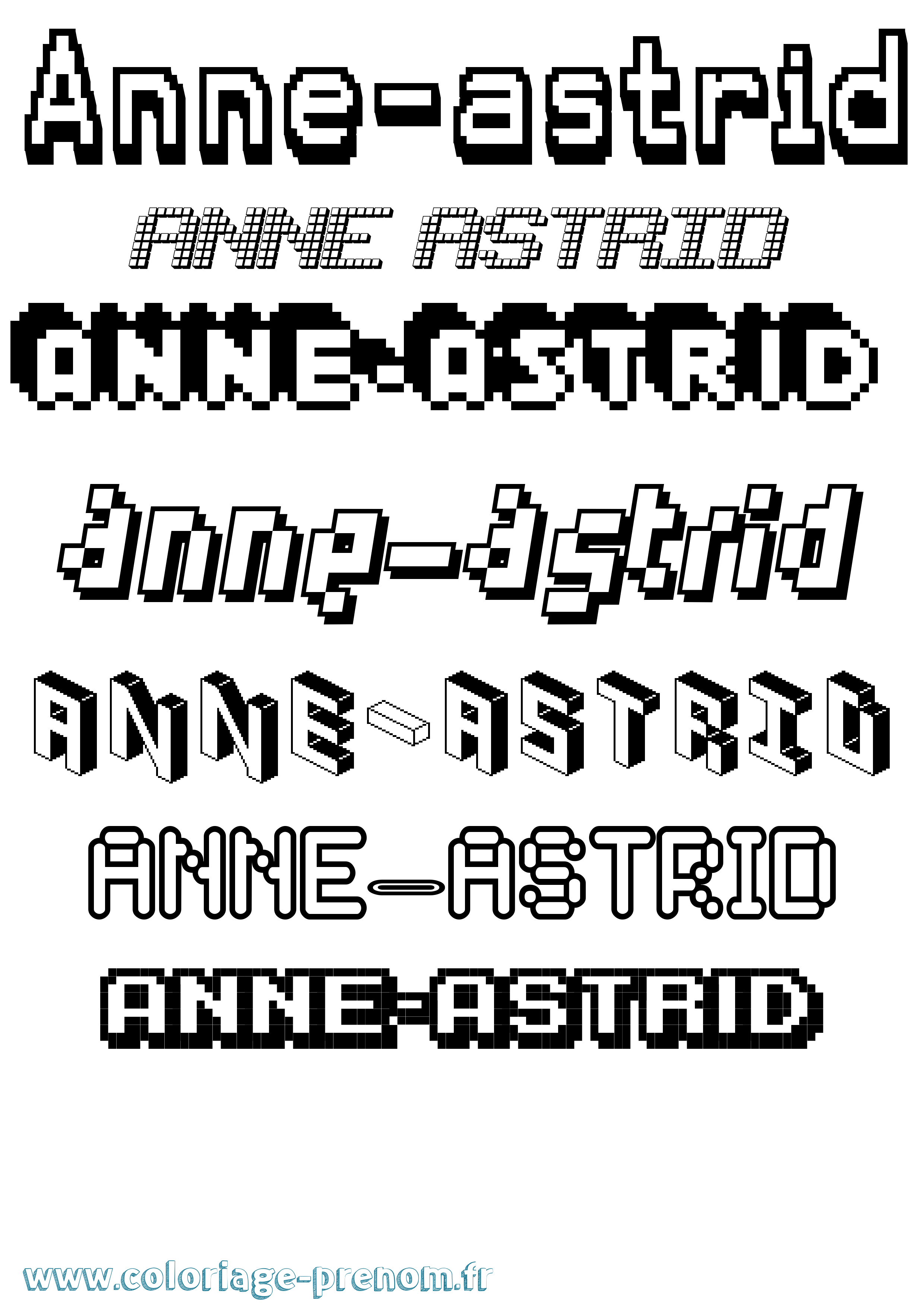 Coloriage Anne-Astrid Pixel Coloriage prénom Anne-Astrid Pixel
