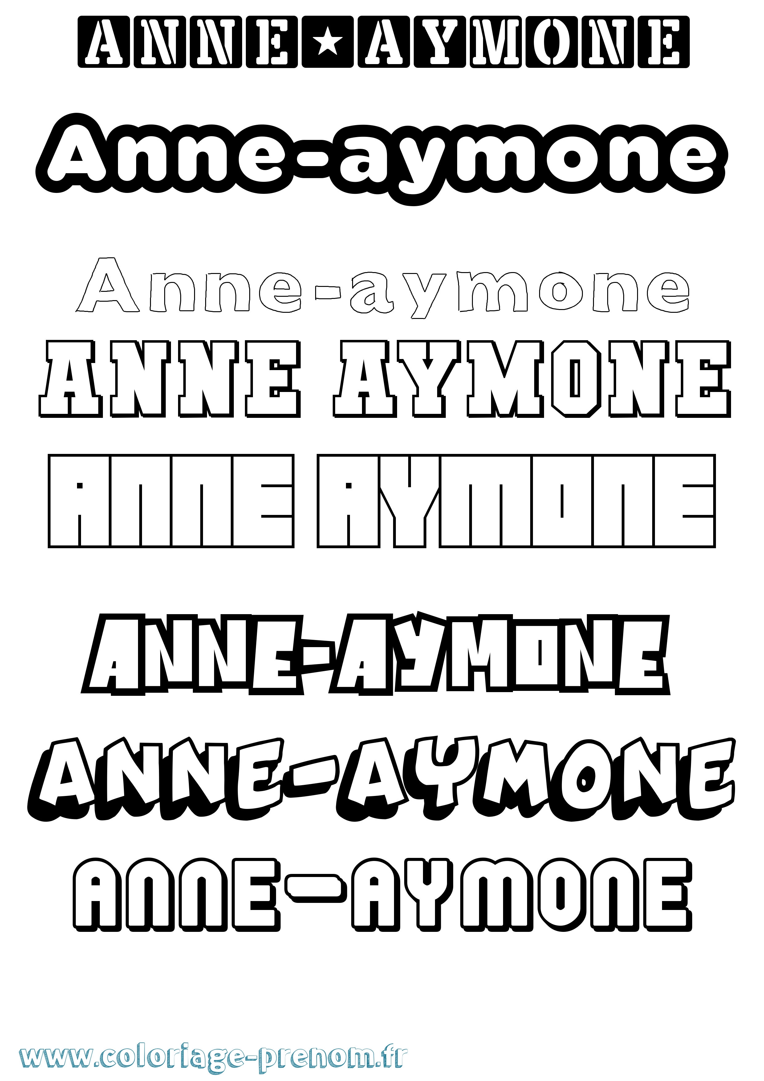 Coloriage Anne-Aymone Simple Coloriage prénom Anne-Aymone Simple