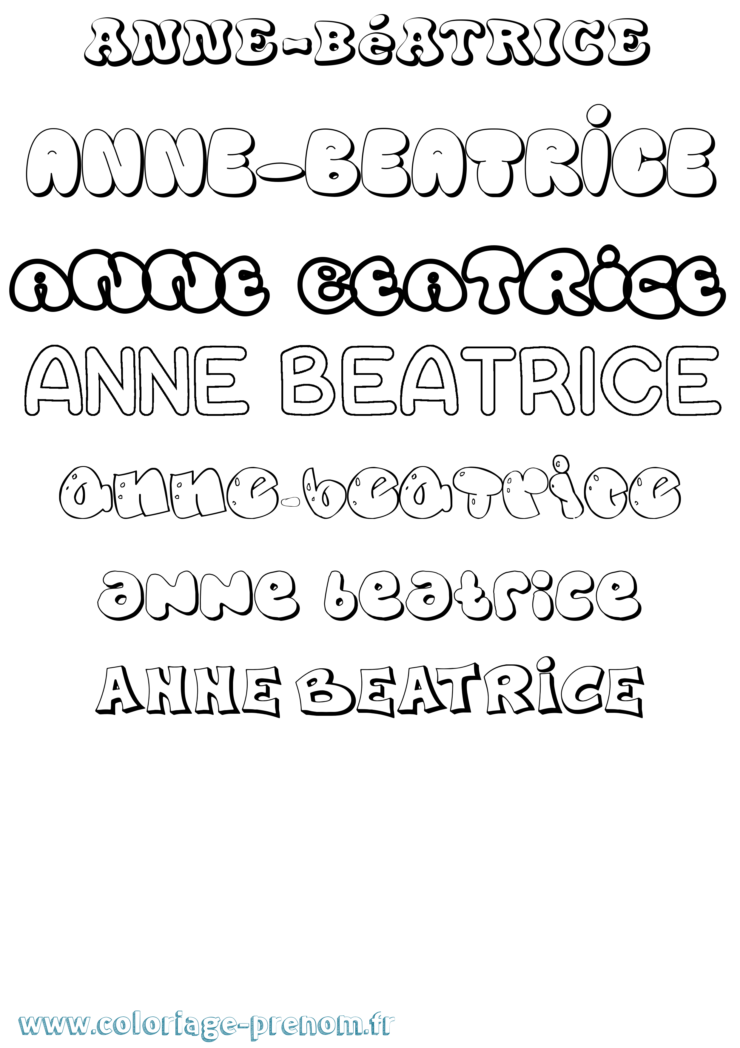 Coloriage Anne-Béatrice Bubble Coloriage prénom Anne-Béatrice Bubble