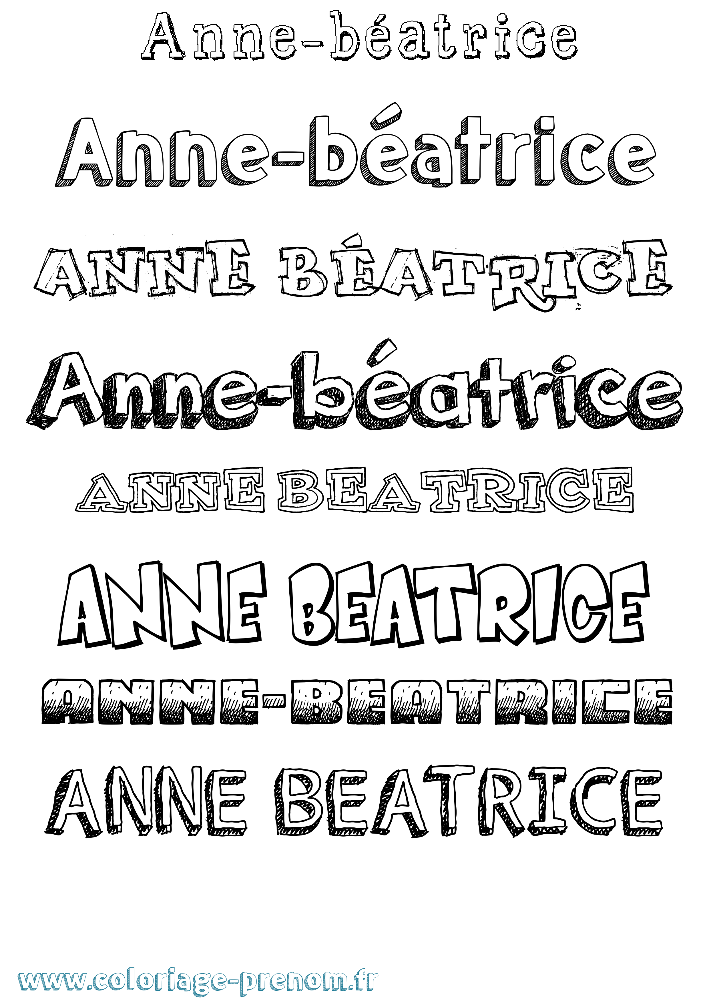 Coloriage Anne-Béatrice Dessiné Coloriage prénom Anne-Béatrice Dessiné